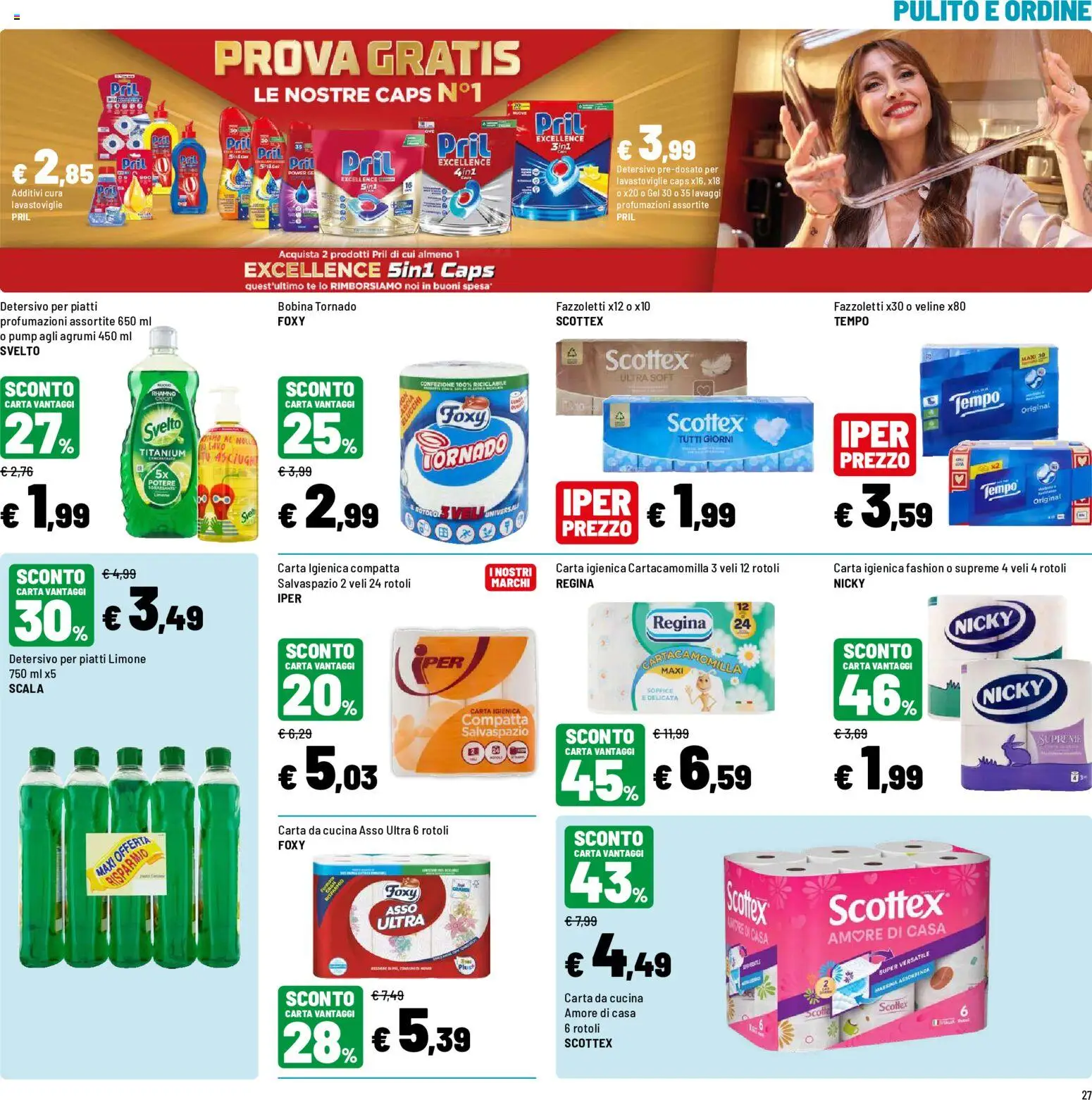 Volantino Iper del 12/10/2026 | Pagina: 27 | Prodotti: Veline, Detersivo per piatti, Limone, Agrumi
