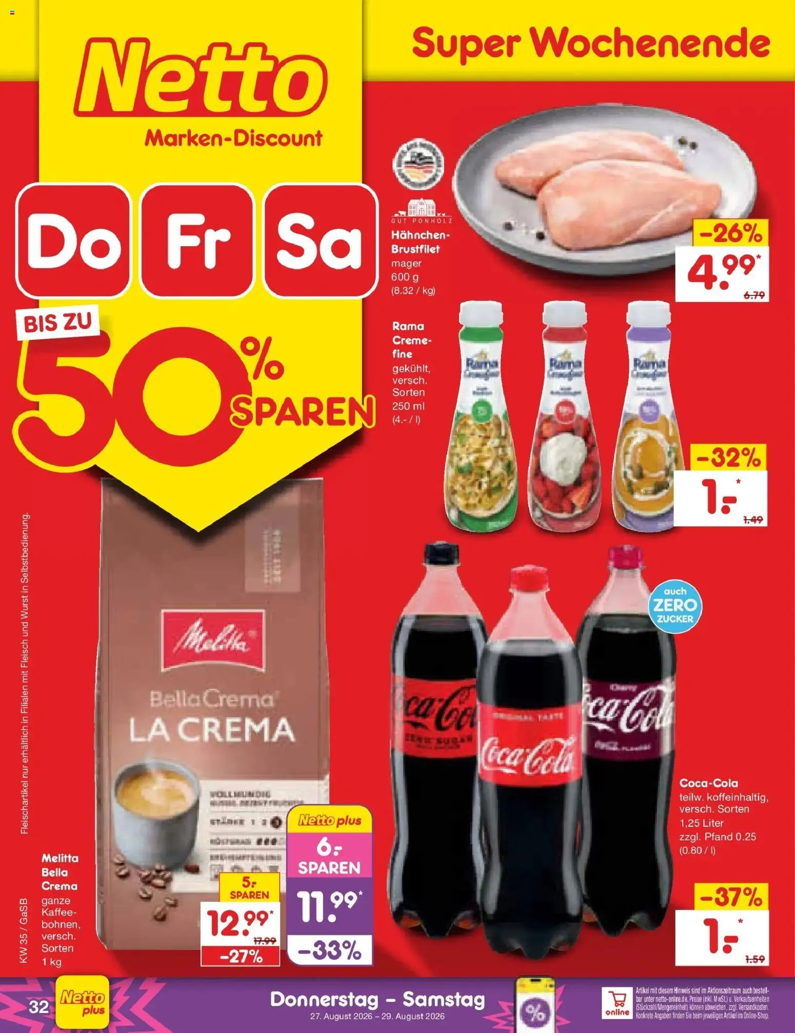 Netto Marken-Discount Prospekt Oldenburg – gültig ab 24.08.2026 | Seite: 46 | Produkte: Rama, Coca cola, Creme, Fleisch