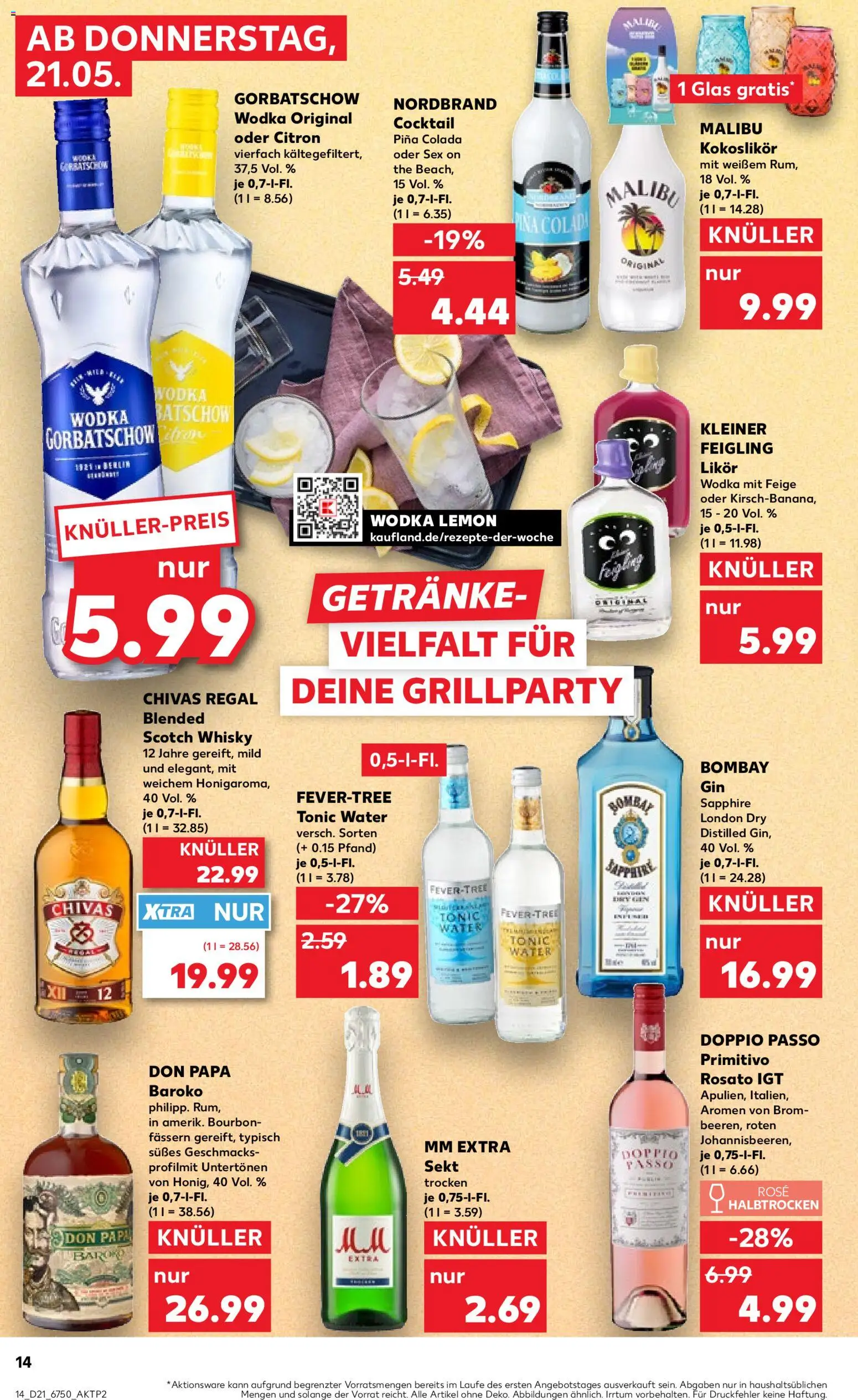 Kaufland Prospekt – gültig ab 21.05.2026 | Seite: 14 | Produkte: Regal, Likör, Doppio passo primitivo, Vodka