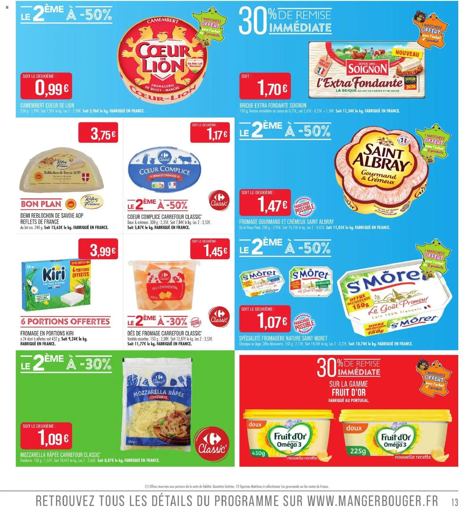 {H1} | Page: 13 | Produits: Lait de chèvre, Oméga 3, Fromage en portions, Camembert