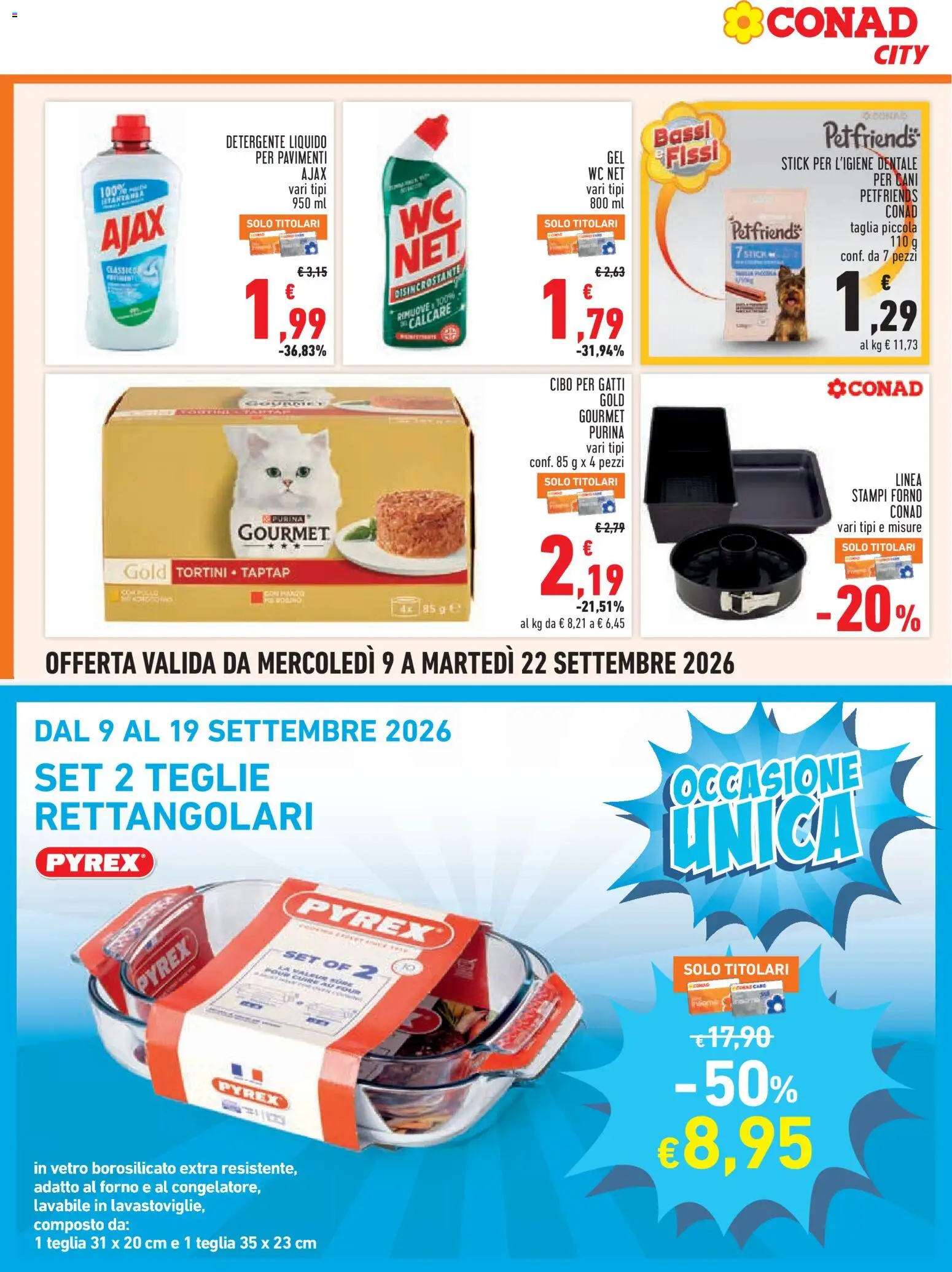 Volantino Conad del 09/09/2026 | Pagina: 18 | Prodotti: Teglia, Detergente, Forno, WC