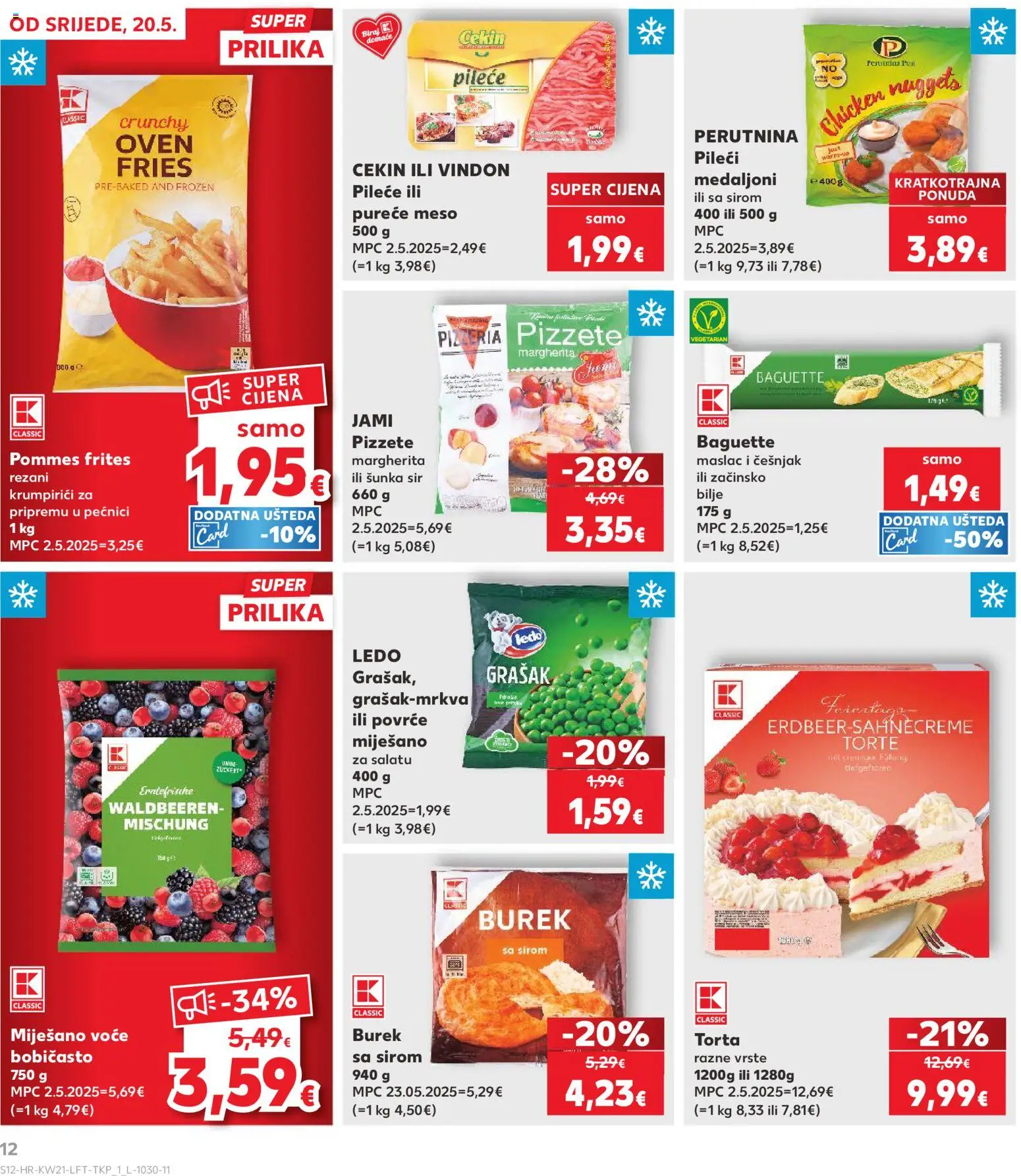 Kaufland katalog | vrijedi od 20.05.2026 | Stranica: 12 | Proizvodi: Sir, Pommes frites, Meso, Pizza