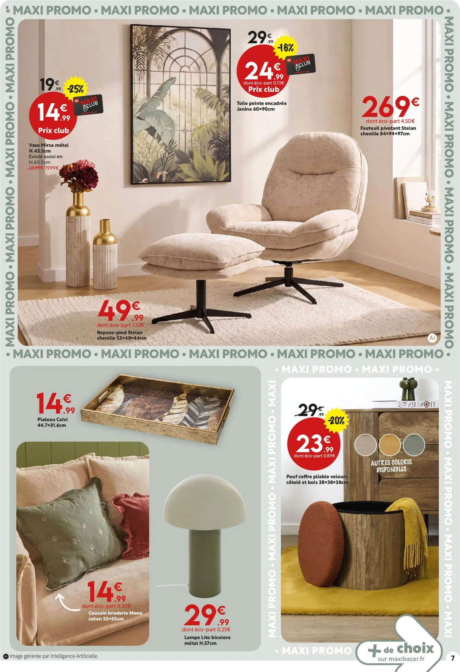 {H1} | Page: 7 | Produits: Coton, Pouf, Fauteuil, Lampe