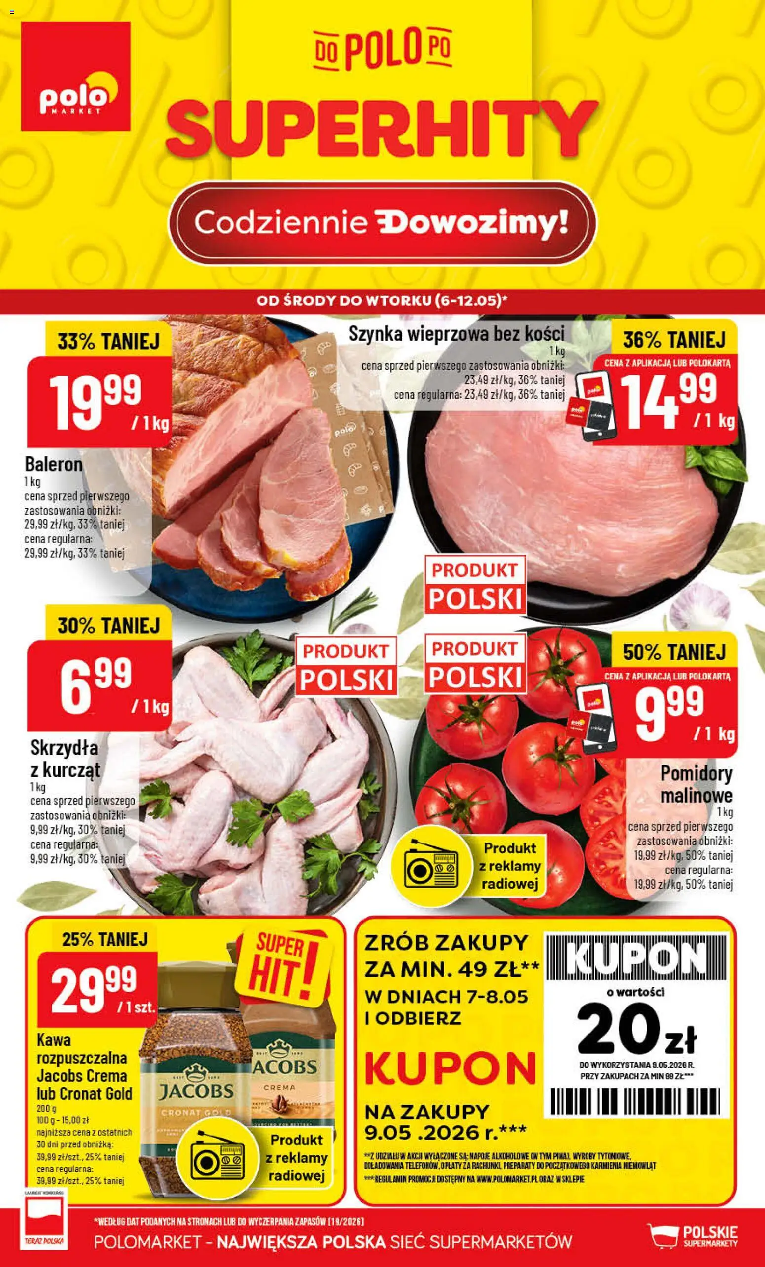 POLOmarket gazetka od 06.05.2026 | Strona: 1 | Produkty: Kawa rozpuszczalna, Napoje, Szynka wieprzowa, Szynka