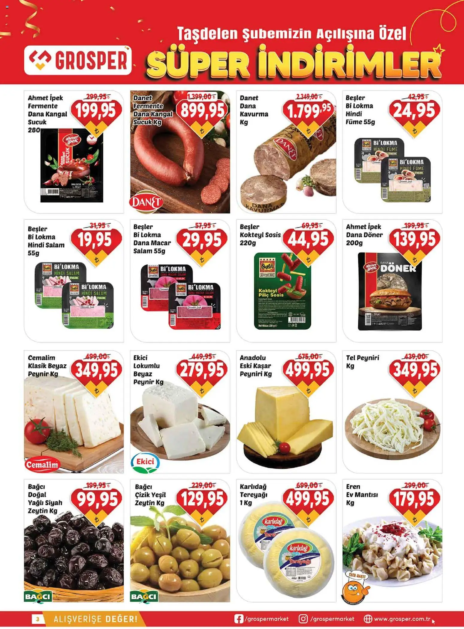 Grosper Katalog - 02 Eylül 2026 tarihinden itibaren geçerlidir | Sayfa: 3 | Ürünler: Tereyağı, Piliç, Zeytin, Hindi füme