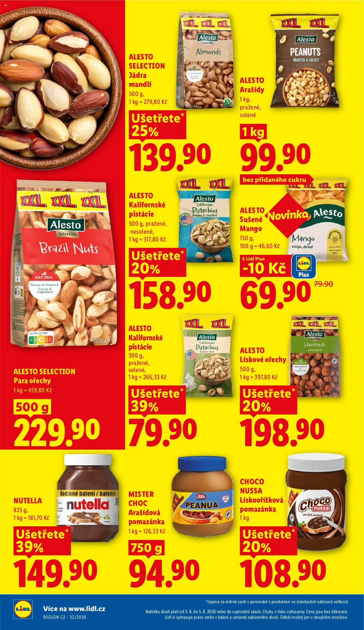 Lidl leták od 03.08.2026 | Strana: 22 | Produkty: Mango, Para ořechy, Lískové ořechy, Nutella