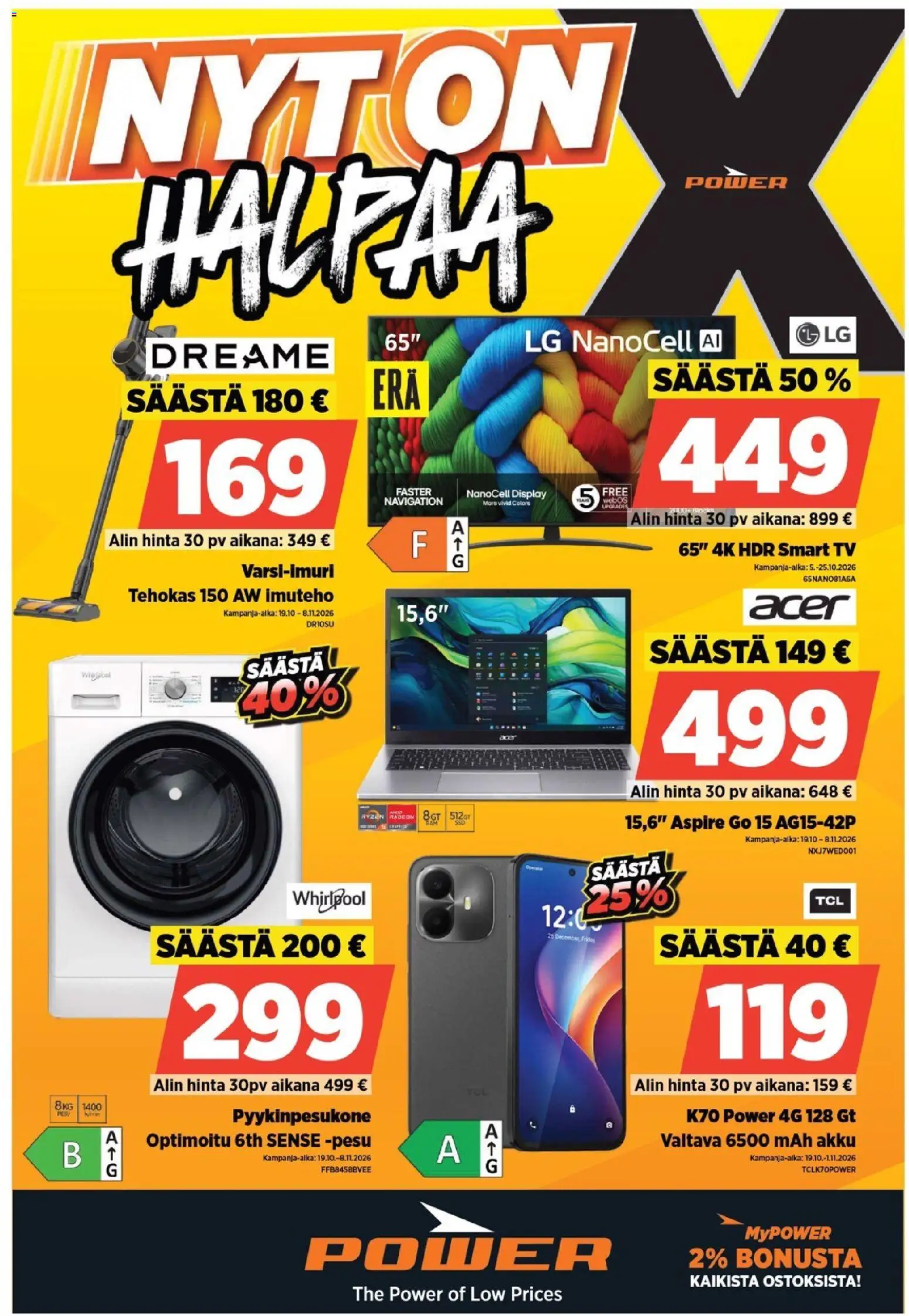 Power tarjoukset – voimassa 19/10/2026 alkaen | Sivu: 1 | Tuotteet: Akku, TV