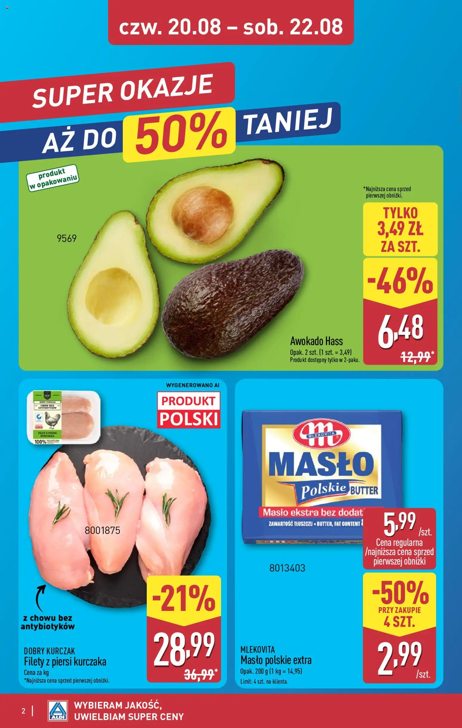Aldi Polsko leták - Na tani weekend od 20.08.2026 | Strana: 2 | Produkty: Máslo