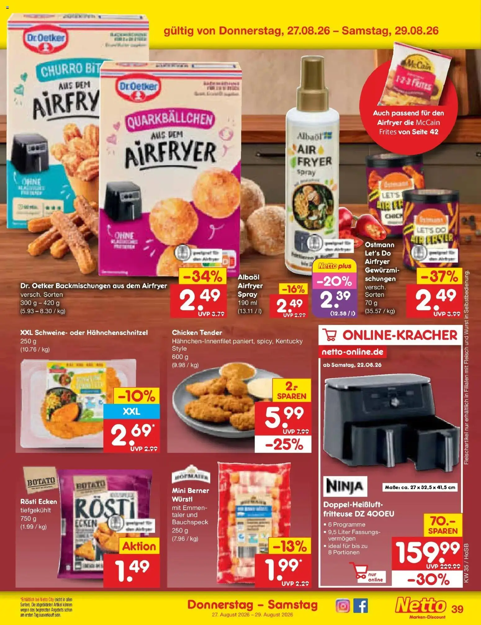 Netto Marken-Discount Prospekt Hannover (ab 24.08.2026) » Angebote | Seite: 53 | Produkte: McCain, Wurst, Fritteuse, Fleisch