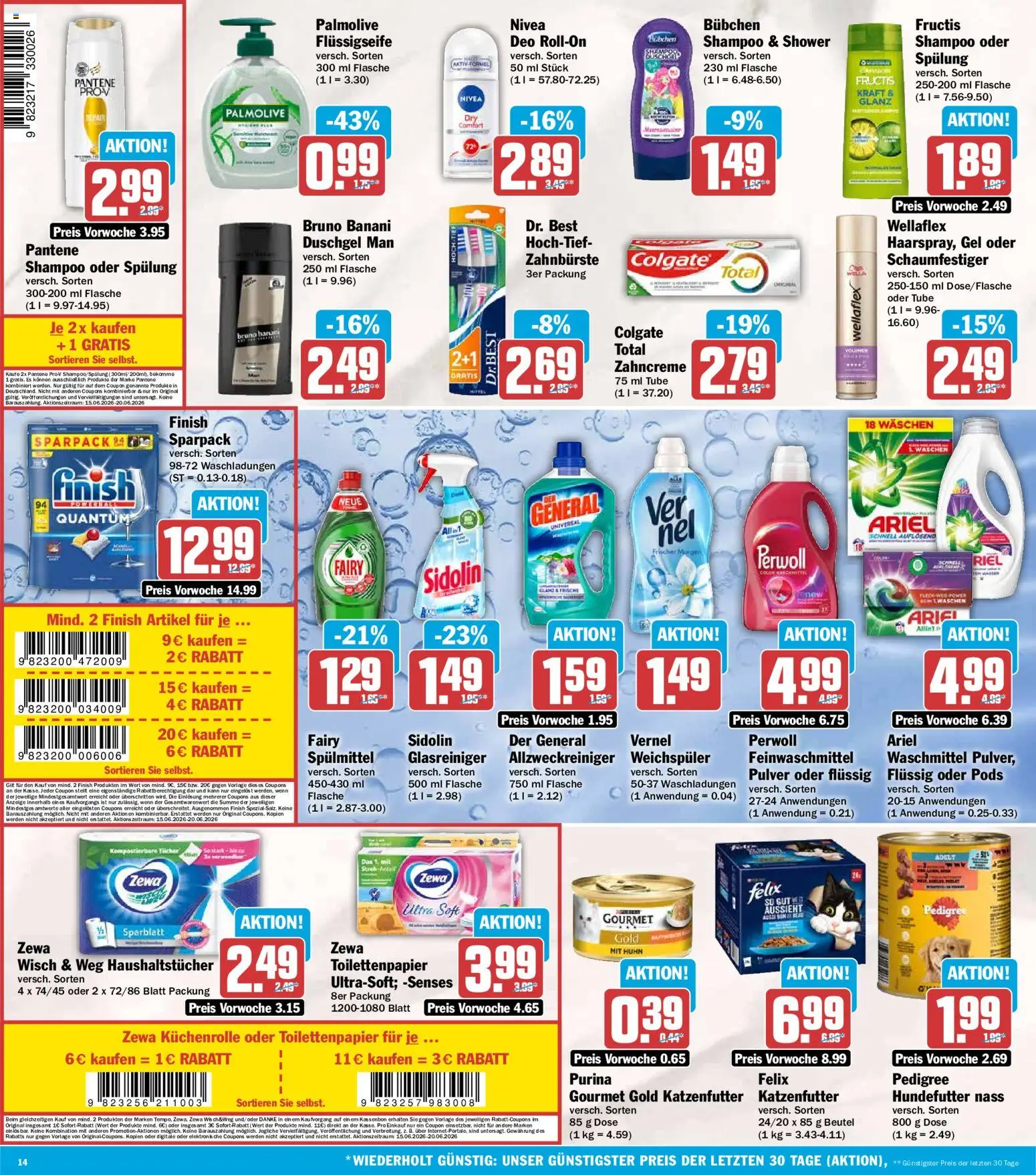 HIT Prospekt – gültig ab 15.06.2026 | Seite: 14 | Produkte: Perwoll, Weichspüler, Vernel, Küchenrolle