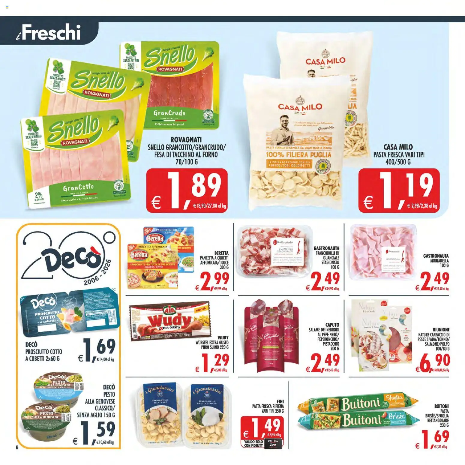 Volantino Decò del 08.05.2026 | Pagina: 6 | Prodotti: Salame, Prosciutto, Aglio, Vaschette