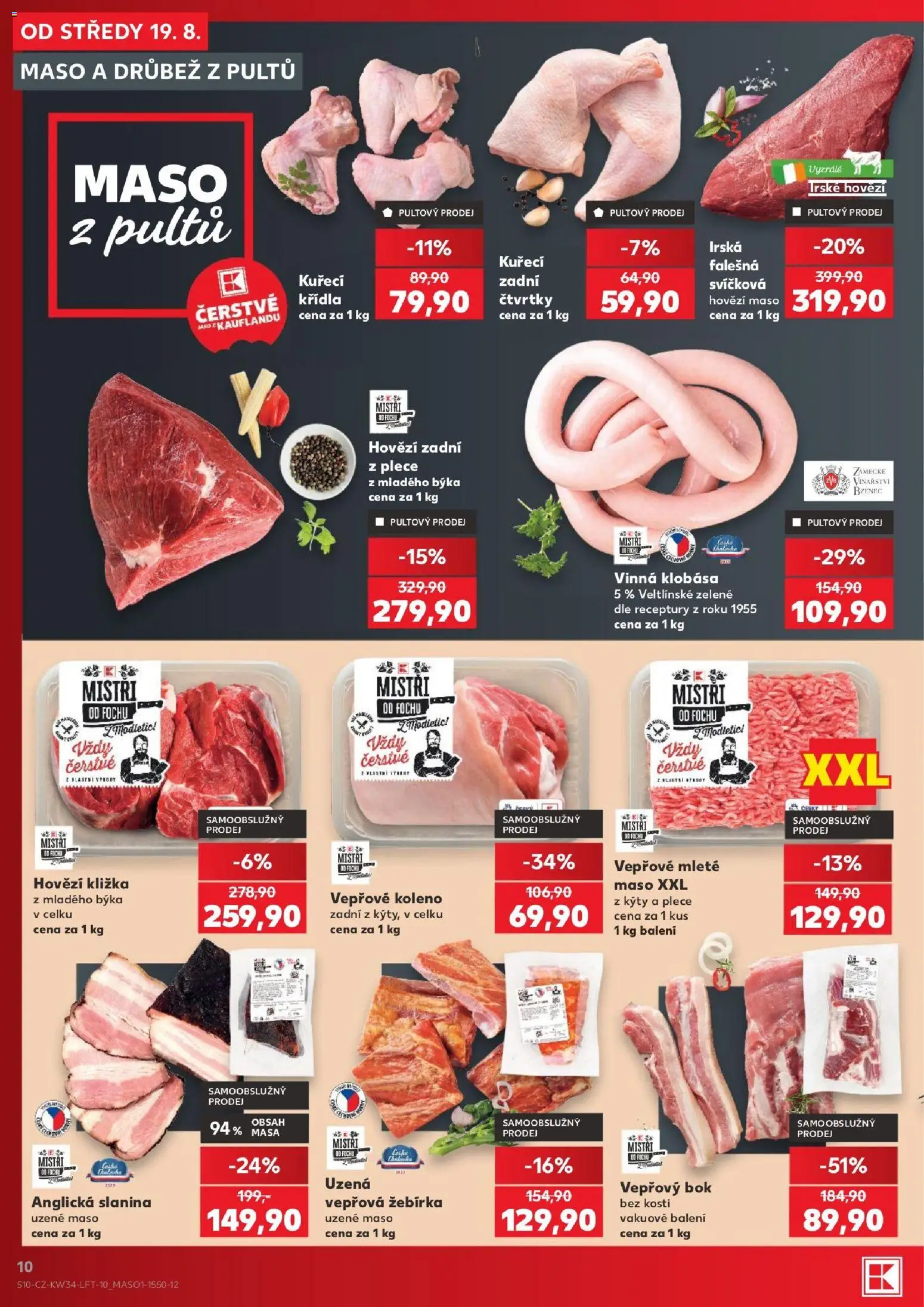 Kaufland leták - Praha 4 od 19.08.2026 | Strana: 10 | Produkty: Vepřové koleno, Drůbež, Koleno, Hovězí kližka