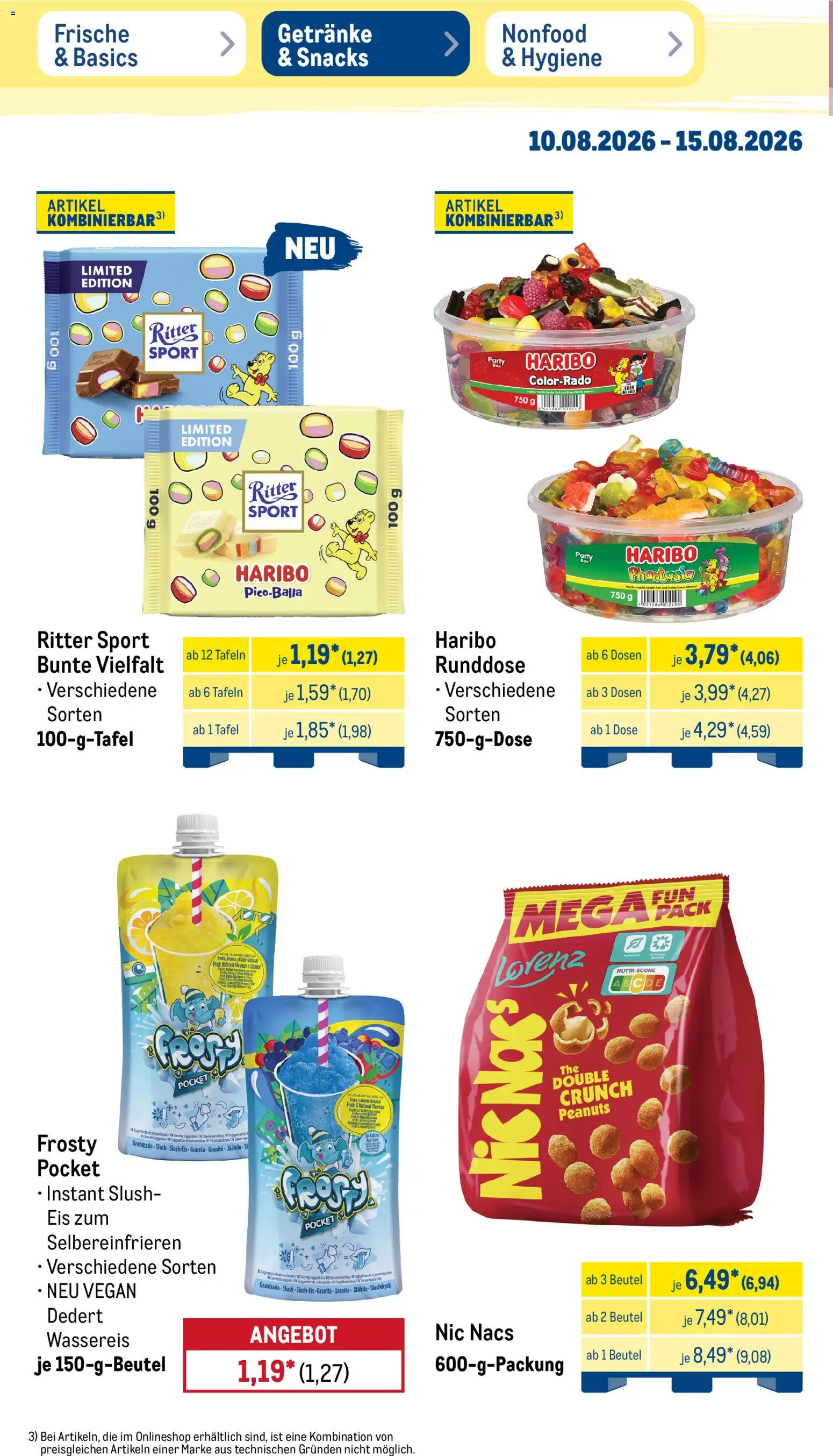 Metro NonFood-Angebote – gültig ab 10.08.2026 | Seite: 19 | Produkte: Haribo, Ritter sport, Eis