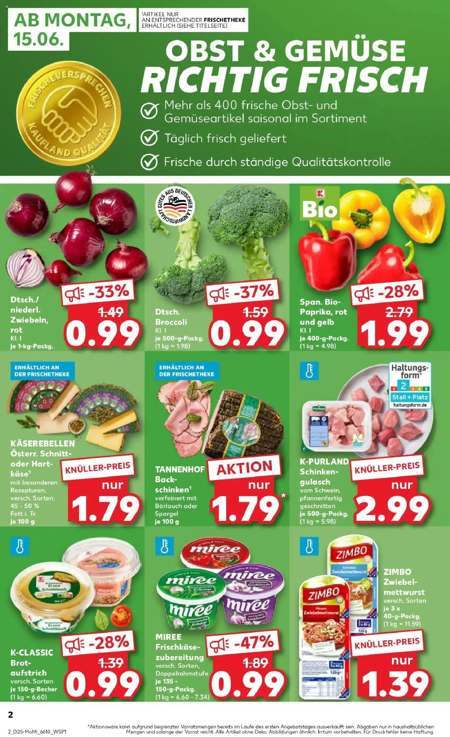 Kaufland Prospekt Wuppertal – gültig ab 15.06.2026 | Seite: 4 | Produkte: Spargel, Gulasch, Brot, Frischkase