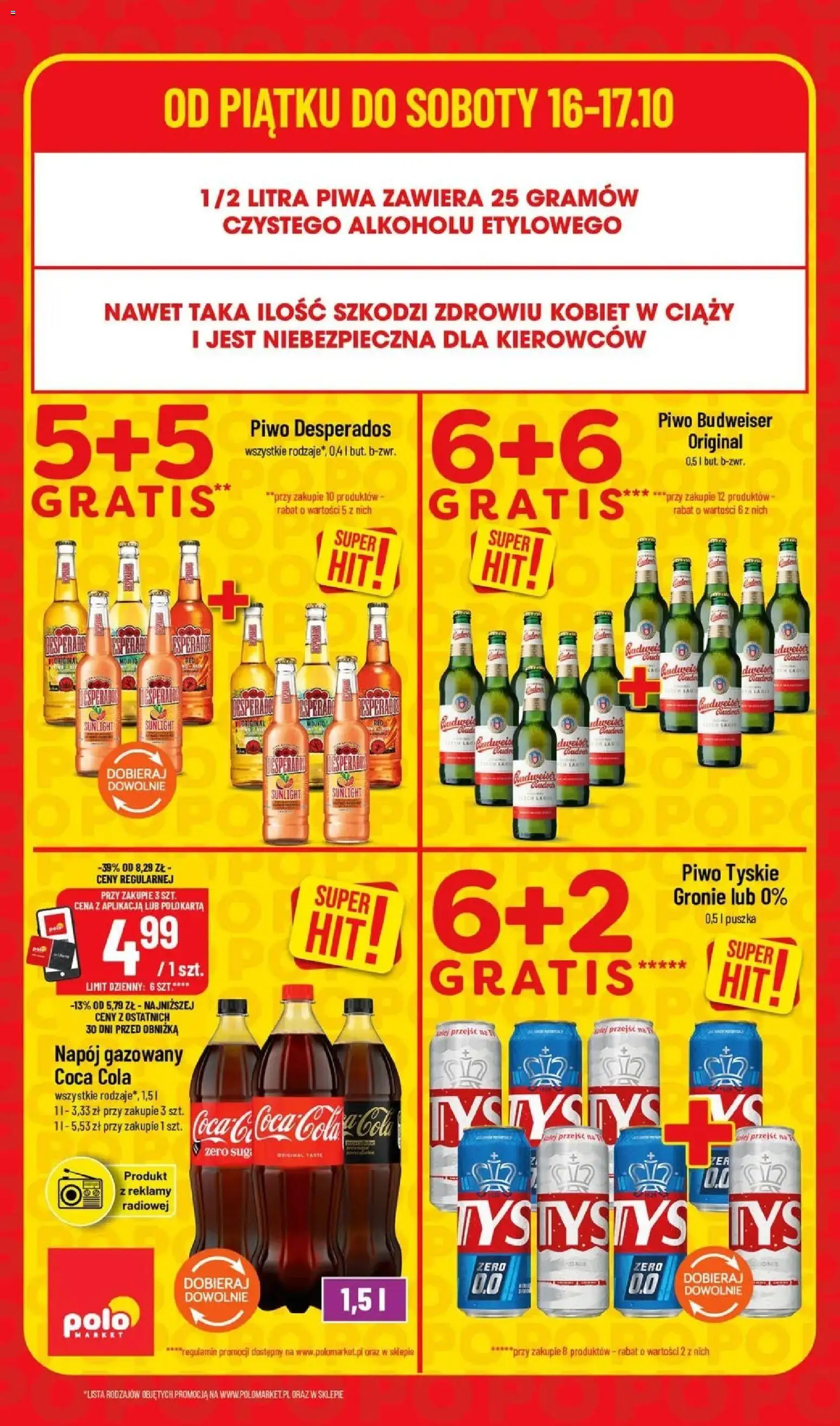 Nowa POLOmarket gazetka od jutra 16.10.2026 | Strona: 2 | Produkty: Budweiser, Coca cola, Piwo Desperados, Piwo