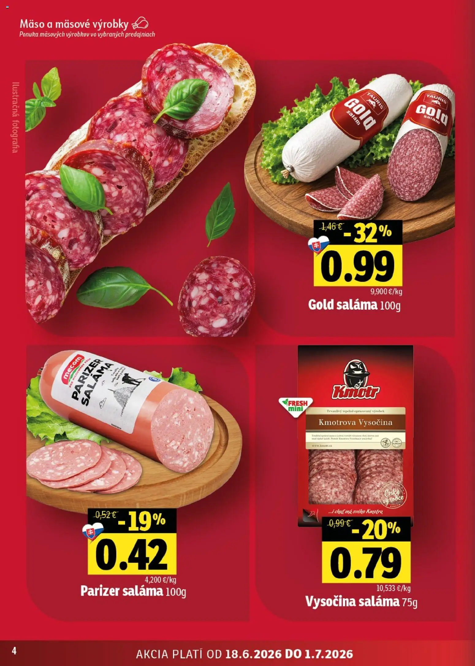 Nové Fresh akcie – leták je platný od 18.06.2026 | Strana: 4 | Produkty: Saláma