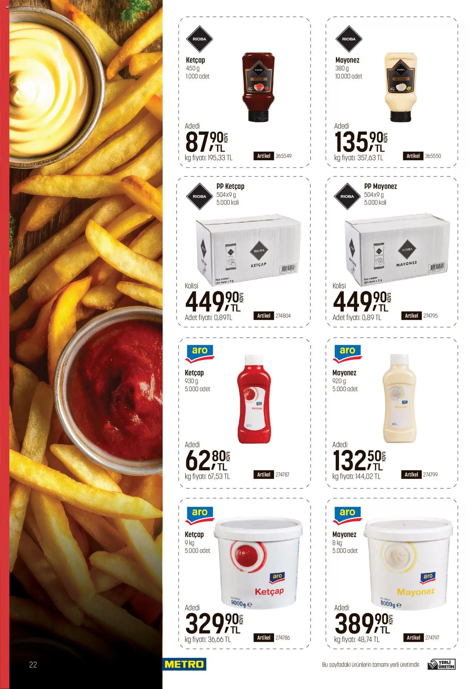 Metro - Fast Food - 17 Eylül 2026 tarihinden itibaren geçerlidir | Sayfa: 22 | Ürünler: Ketçap, Mayonez