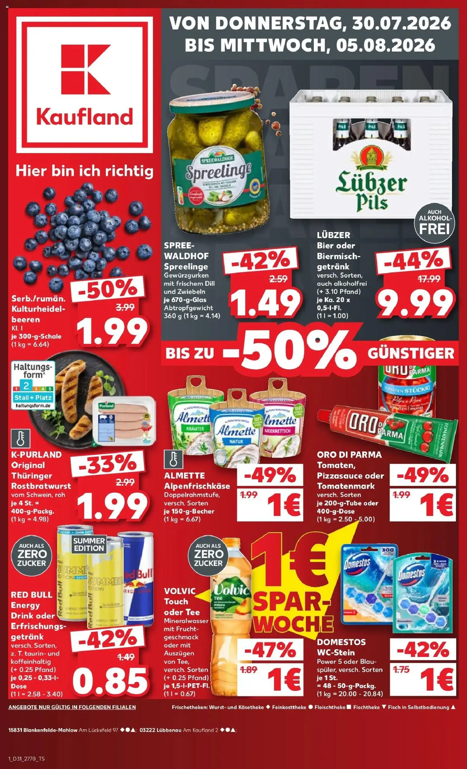 Kaufland Prospekt Blankenfelde-Mahlow – gültig ab 27.07.2026 | Seite: 10 | Produkte: Red bull, Bier, Zucker, Lubzer