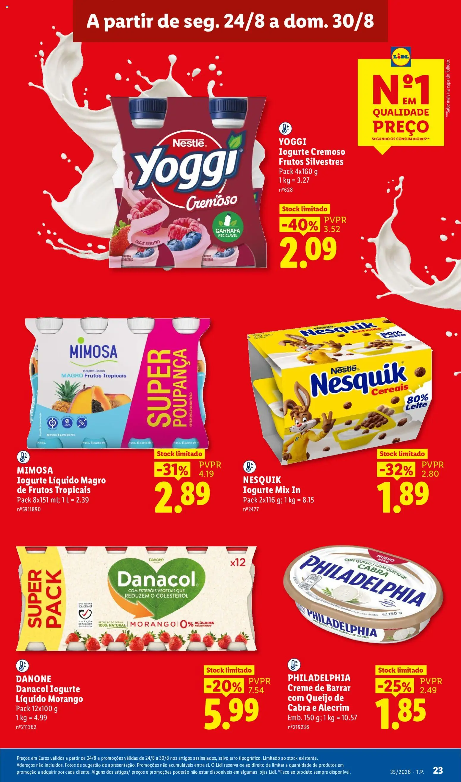 Lidl folheto │ válido de 24/08/2026 | Página: 23 | Produtos: Cream cheese, Iogurte, Creme, Iogurte liquido