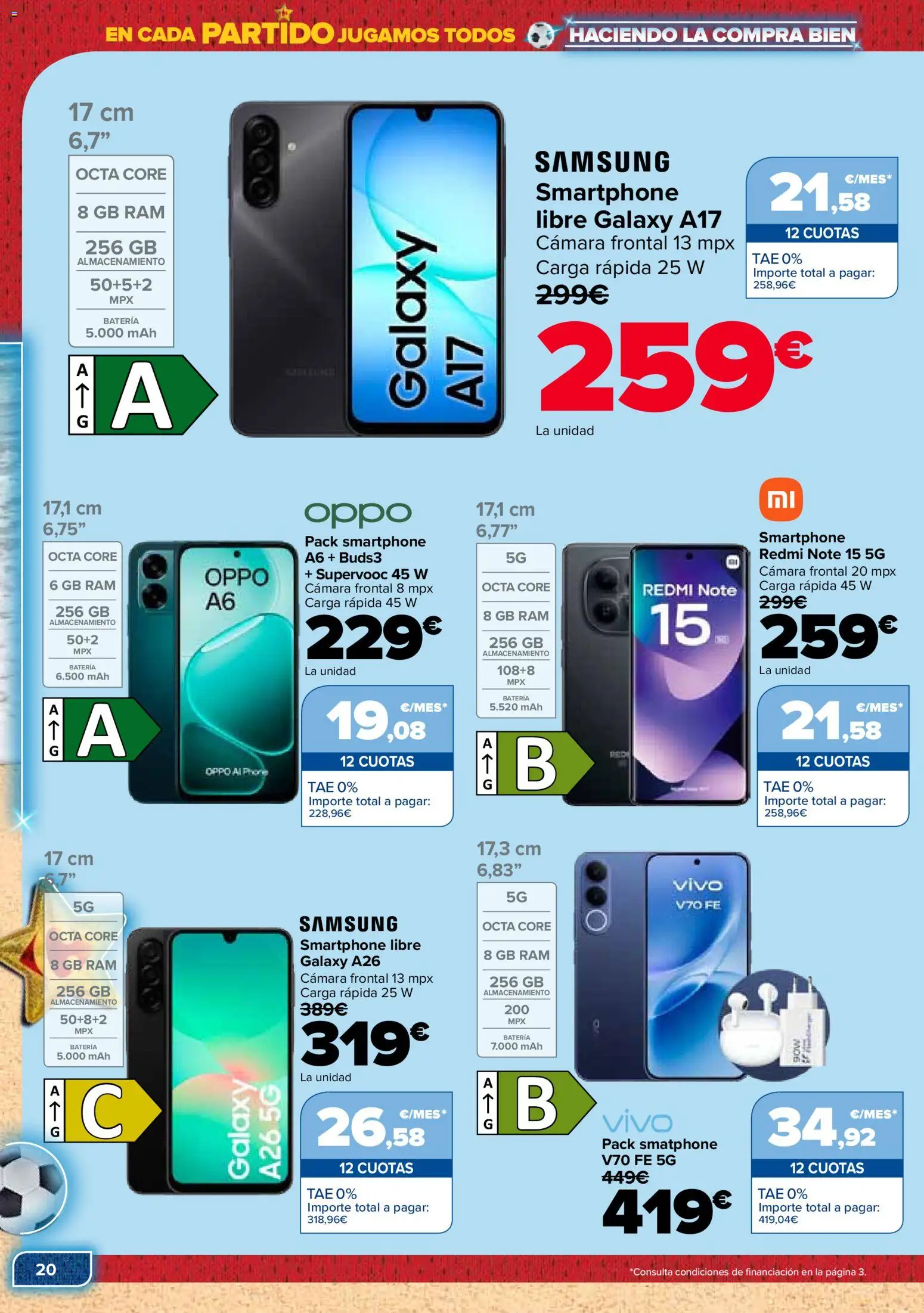 Carrefour Electroverano │ válido desde el 09.06.2026 | Página: 20 | Productos: Smartphone, Cámara, Batería