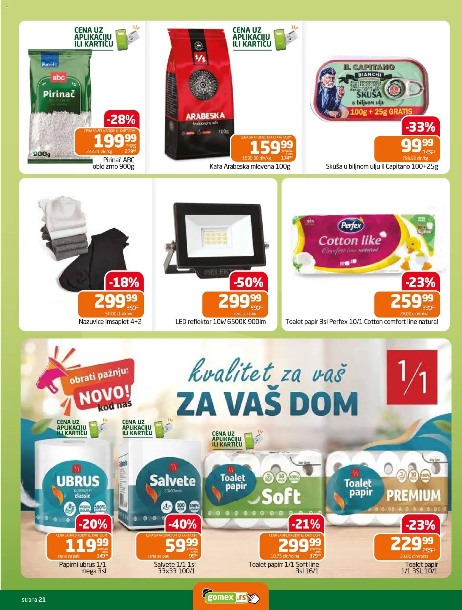 Gomex katalog - važi od 30.09.2026 | Strana: 21 | Proizvode: Led, Toalet papir, Salvete, Ubrus