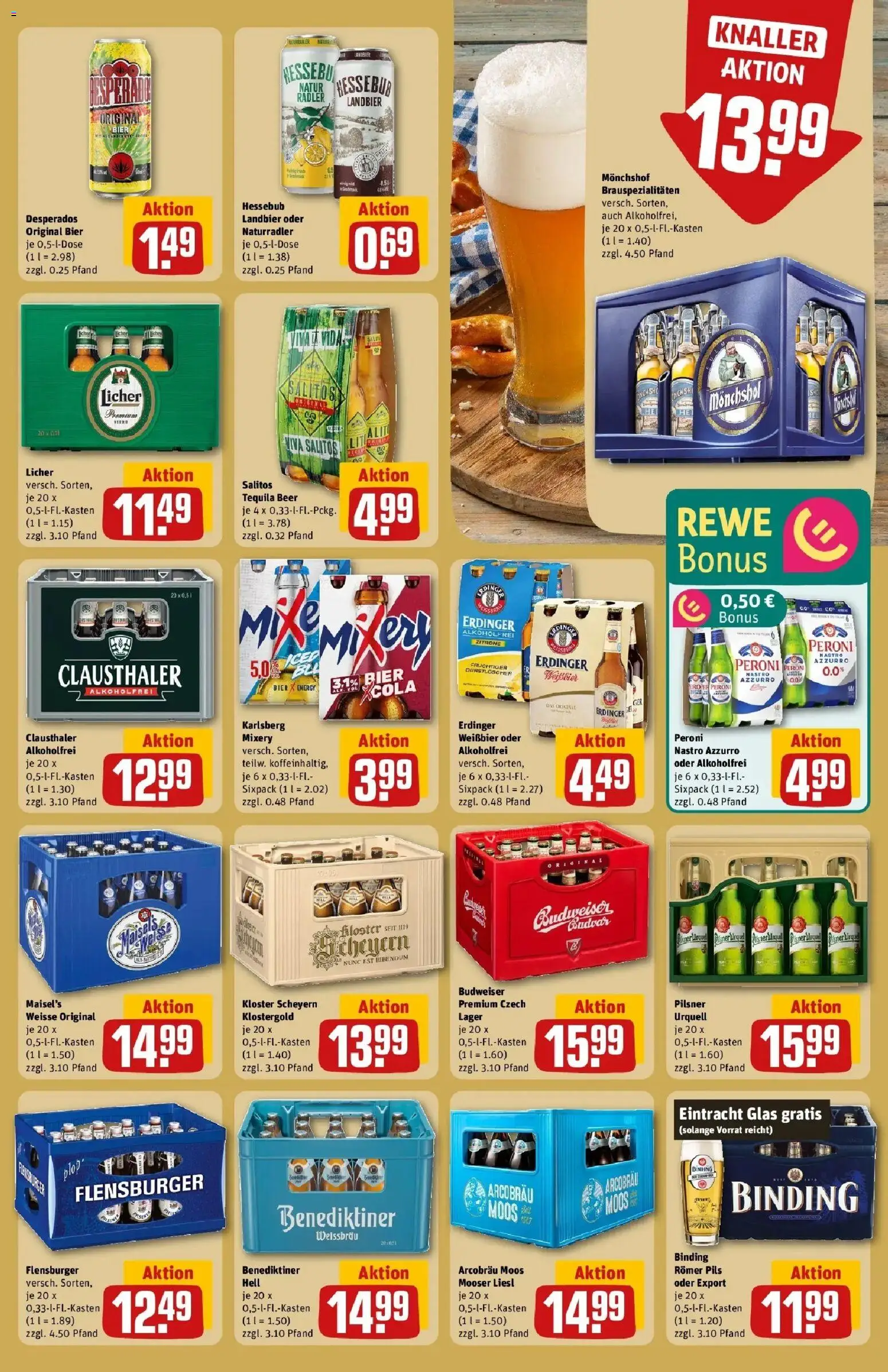 Rewe Prospekt Asslar – gültig ab 17.05.2026 | Seite: 23 | Produkte: Cola, Flensburger, Desperados, Budweiser