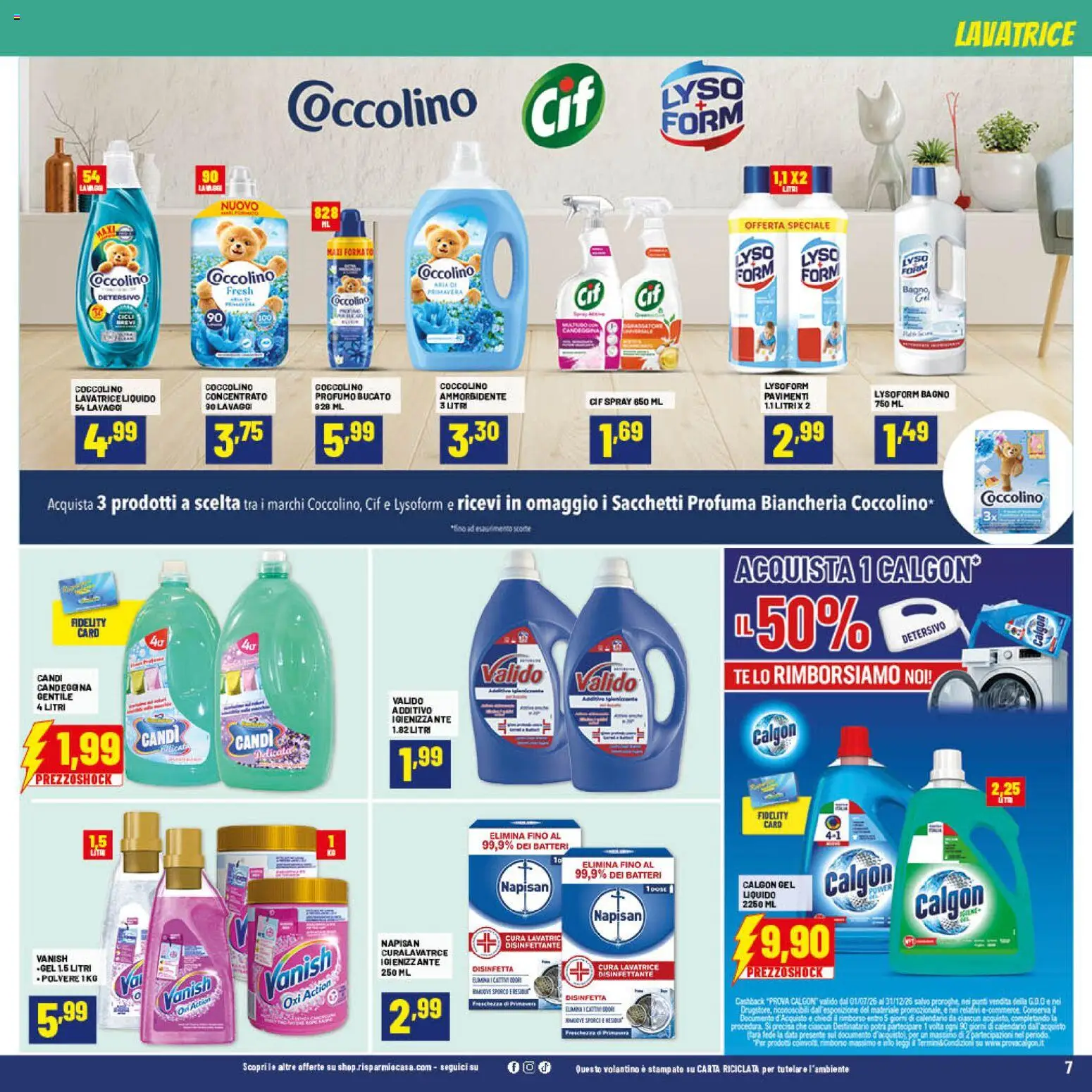Volantino RisparmioCasa del 22/07/2026 | Pagina: 7 | Prodotti: Ammorbidente, Lavatrice, Data, Profumo