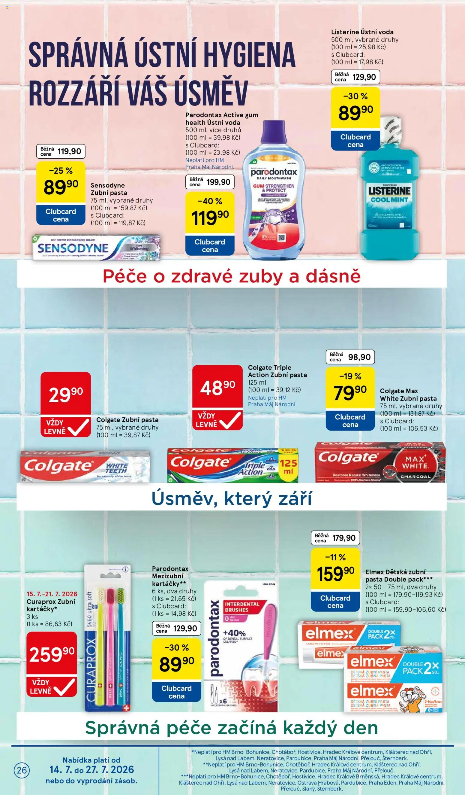 Tesco leták - Hypermarket od 15.07.2026 | Strana: 26 | Produkty: Zubní pasta, Parodontax, Curaprox, Ústní hygiena