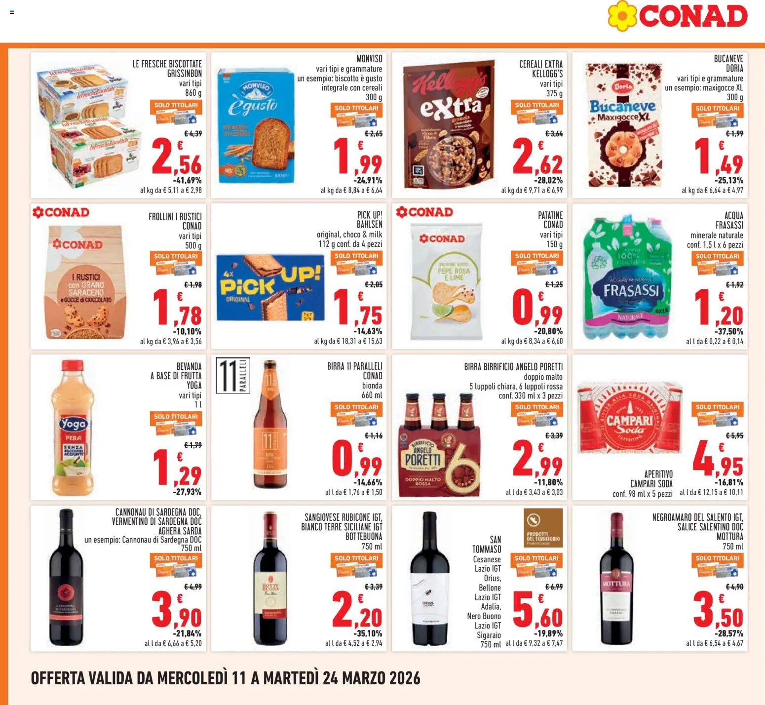 Volantino Conad del 11.03.2026 | Pagina: 16 | Prodotti: Cioccolato, Patatine, Lime, Frollini