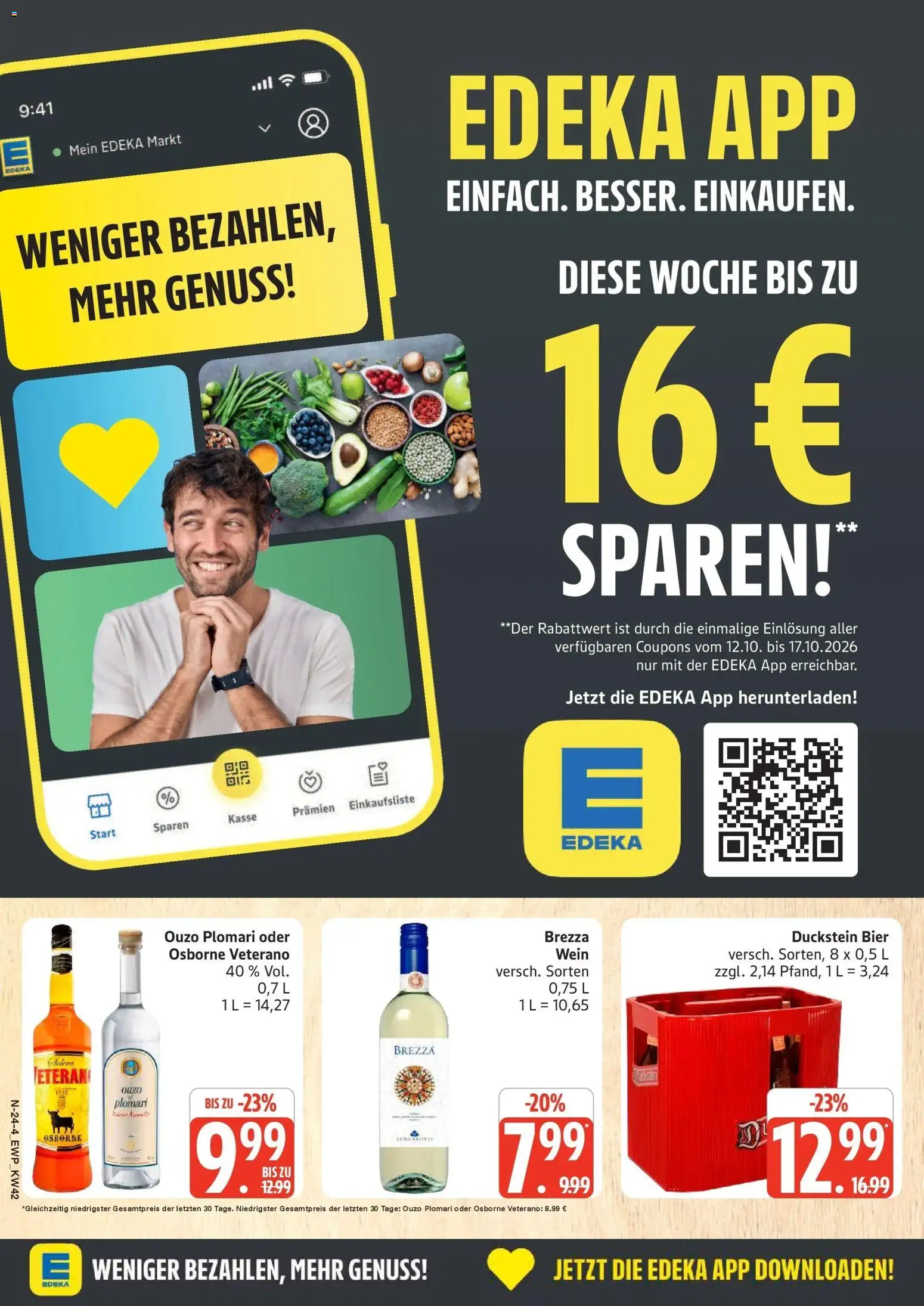 Edeka Prospekt Rostock (ab 12.10.2026) » Angebote Online | Seite: 24 | Produkte: Osborne, Bier, Wein, Ouzo plomari