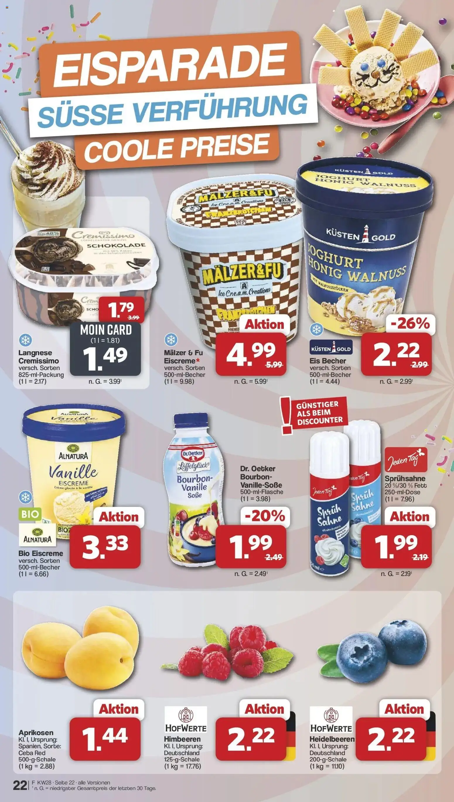 Famila Nordwest Prospekt Lohne – gültig ab 06.07.2026 | Seite: 22 | Produkte: Himbeeren, Eiscreme, Soße, Sahne