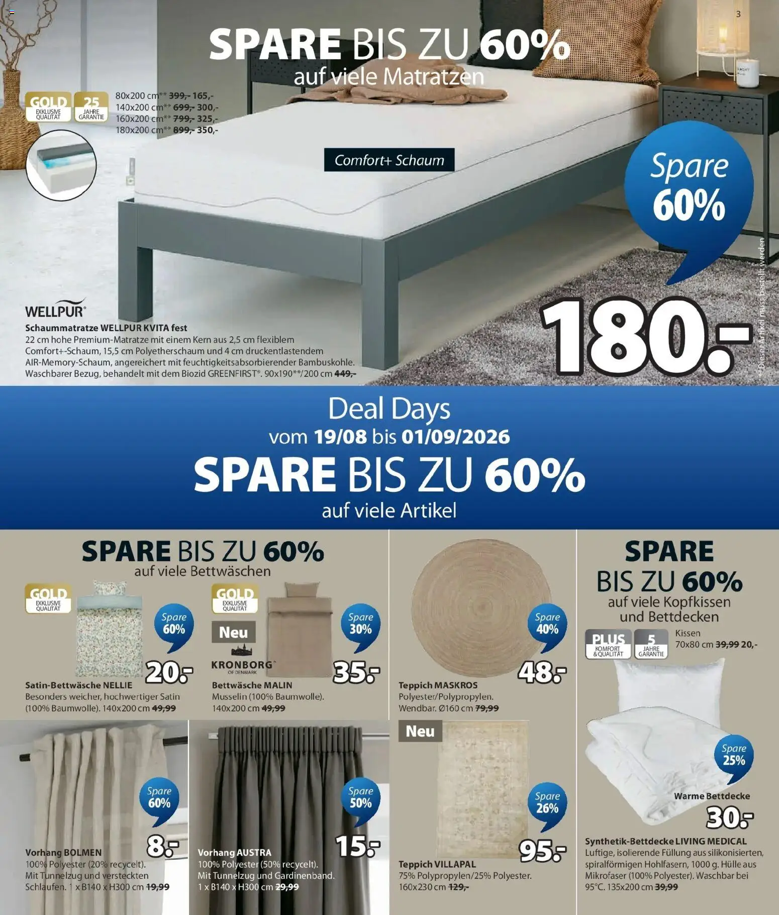 JYSK: Spare Bis Zu 60% von 19.08.2026 - Aktuelle Angebote | Seite: 3 | Produkte: Hülle, Kissen, Teppich