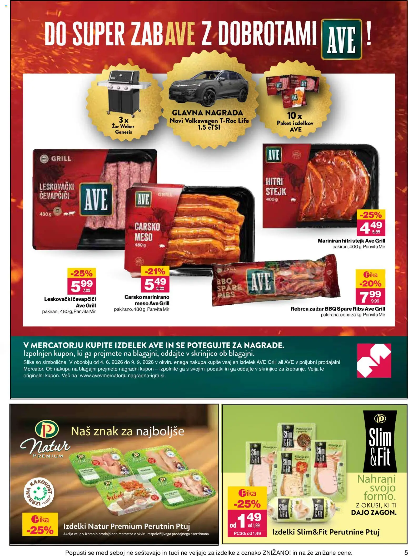 Novi Mercator katalog ponudbe – veljaven od 13.08.2026 | Stran: 5 | Izdelki: Med, Čevapčiči, Zar, Grill