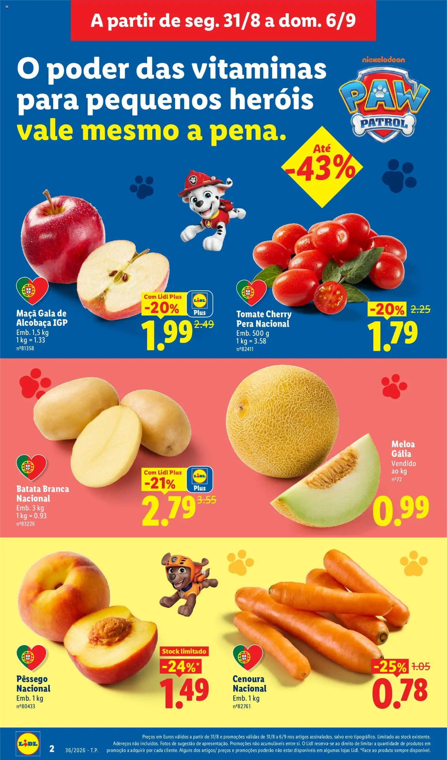 Lidl folheto │ válido de 31/08/2026 | Página: 2 | Produtos: Batata, Maça, Cenoura, Tomate cherry