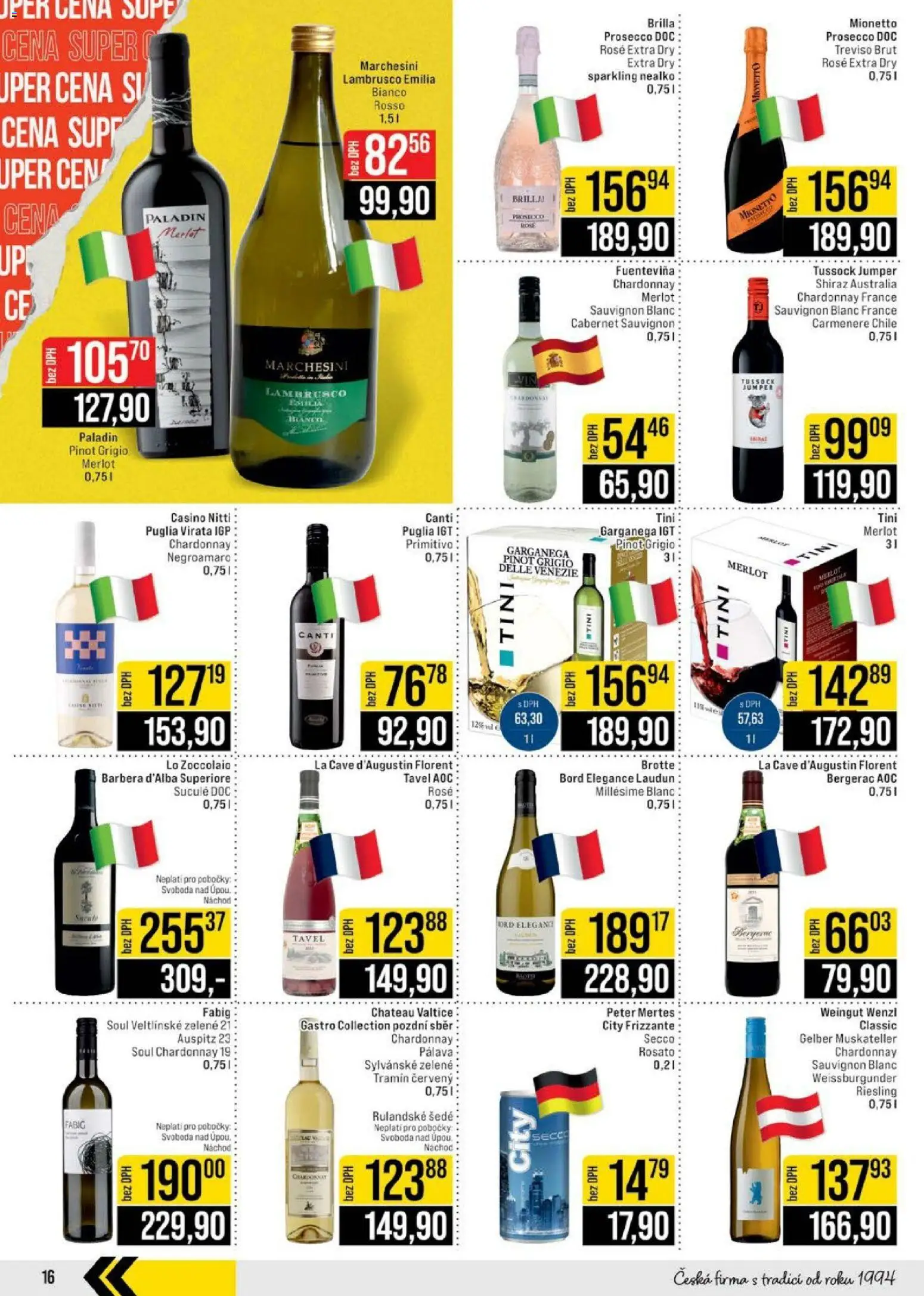 Jip leták - Cash & Carry od 01.07.2026 | Strana: 16 | Produkty: Prosecco, Riesling, Prosecco DOC, Pinot Grigio