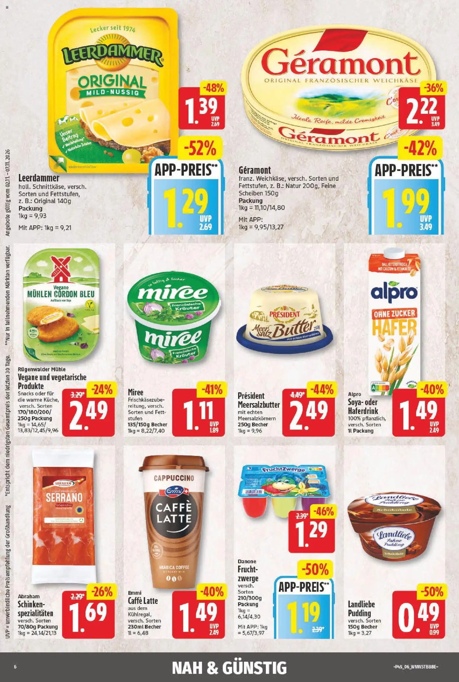 NP Discount Prospekt – gültig ab 02.11.2026 | Seite: 6 | Produkte: Geramont, Leerdammer, Alpro, Zucker