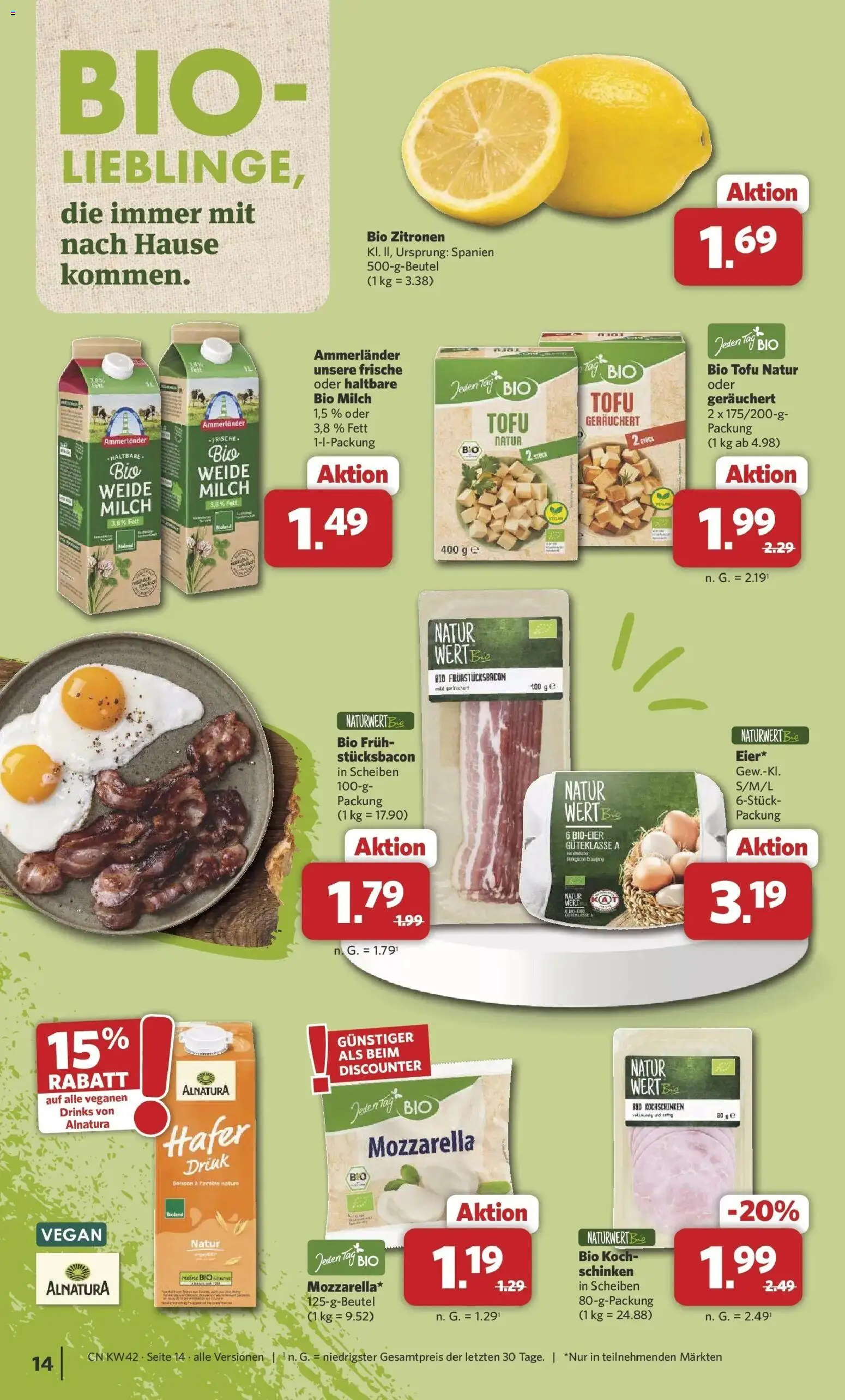 Combi Prospekt Celle – gültig ab 12.10.2026 | Seite: 14 | Produkte: Milch, Mozzarella, Schinken, Zitronen