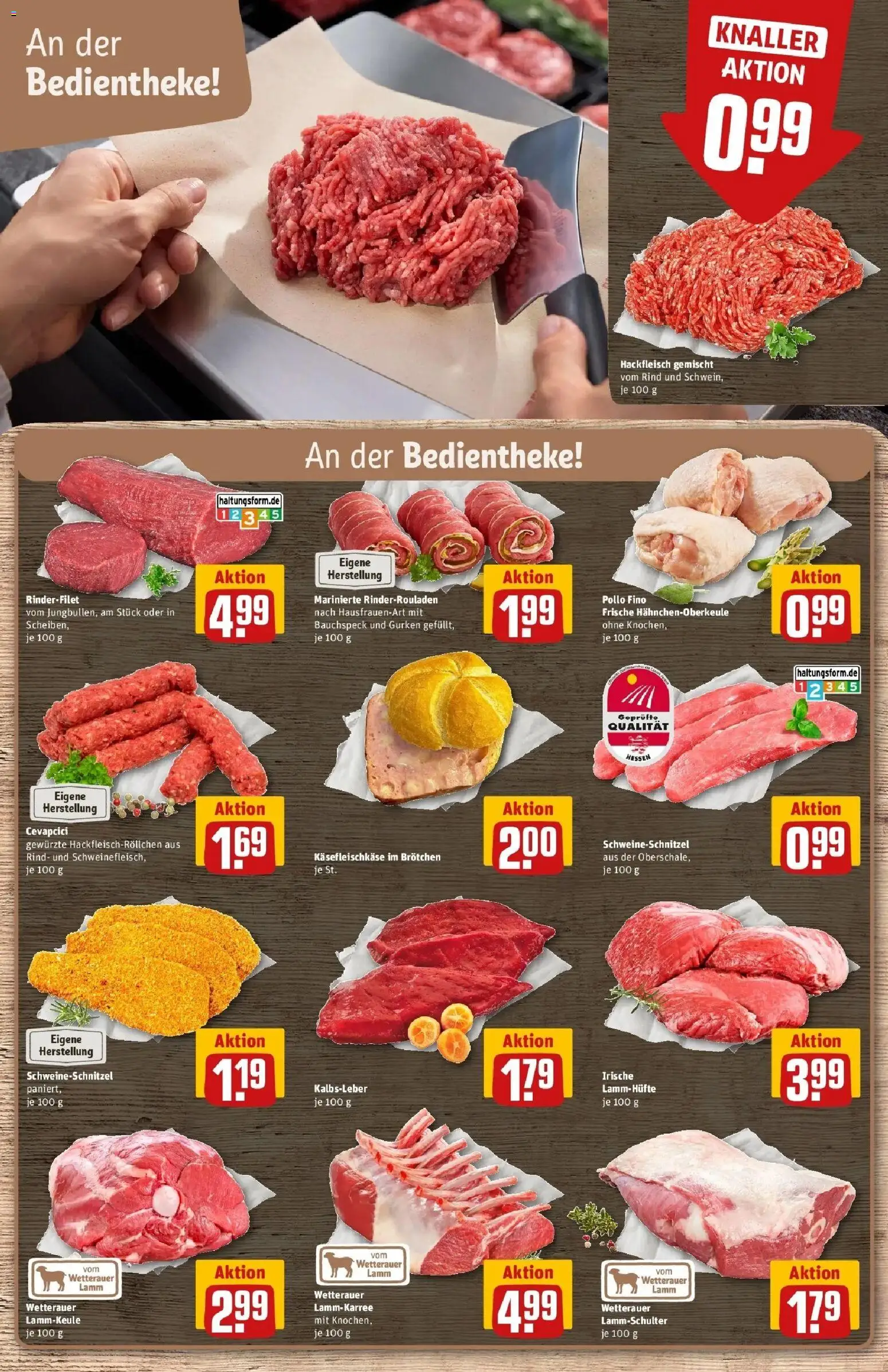 REWE Prospekt ab 28.09.2026 zum Blättern » Angebote | Seite: 14 | Produkte: Rinderrouladen, Cevapcici, Kalbsleber, Gurken