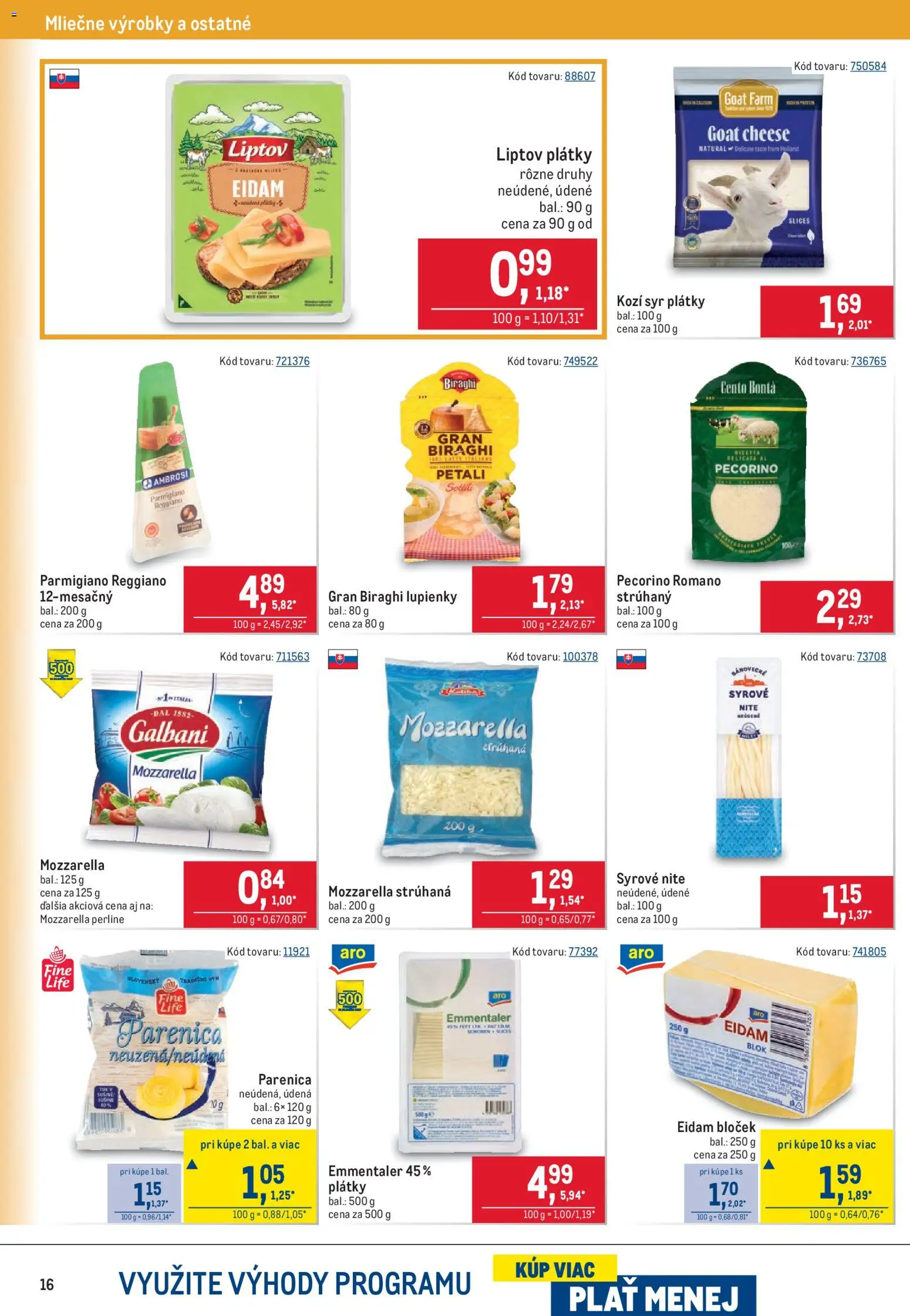 Nové Metro akcie – leták je platný od 23.09.2026 | Strana: 16 | Produkty: Syr, Mozzarella, Kozí syr, Parmigiano Reggiano