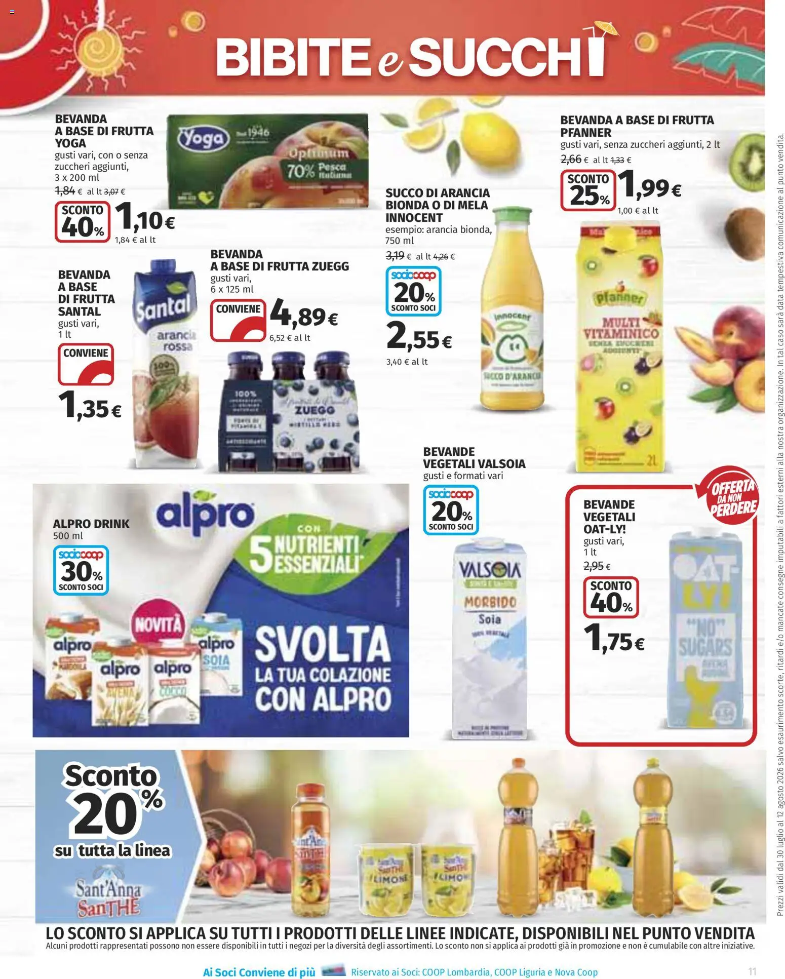 Volantino Ipercoop del 30/07/2026 | Pagina: 11 | Prodotti: Succo, Frutta, Pesca, Bibite