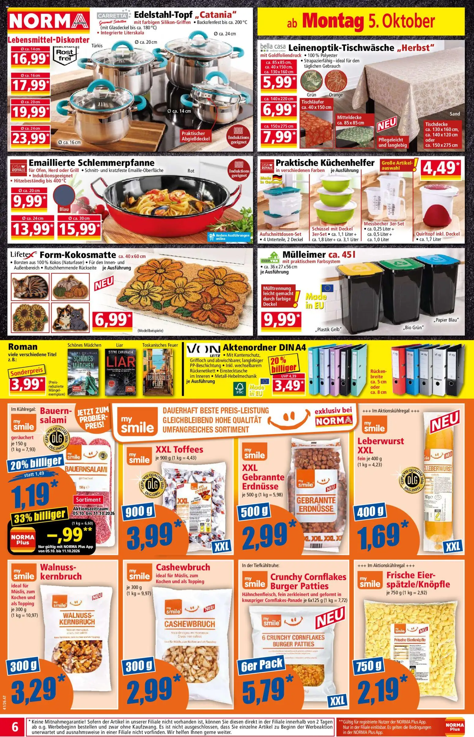 Norma Flugblatt gültig ab 05.10.2026 | Seite: 6 | Produkte: Burger, Herd, Grill, Eier