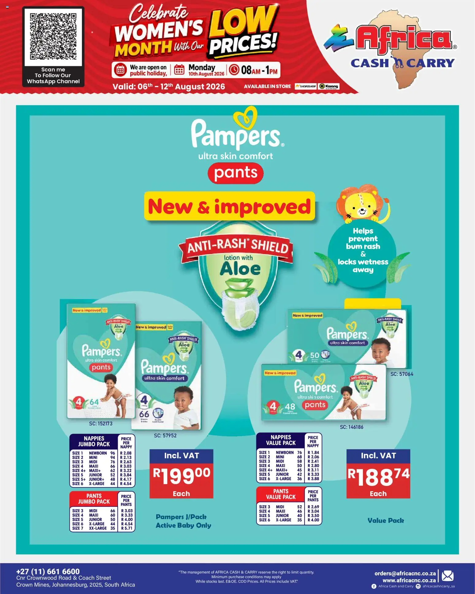 New Africa Cash & Carry catalogue – valid from 06/08/2026 | Page: 69 | Products: Pants, Nappies, Lotion