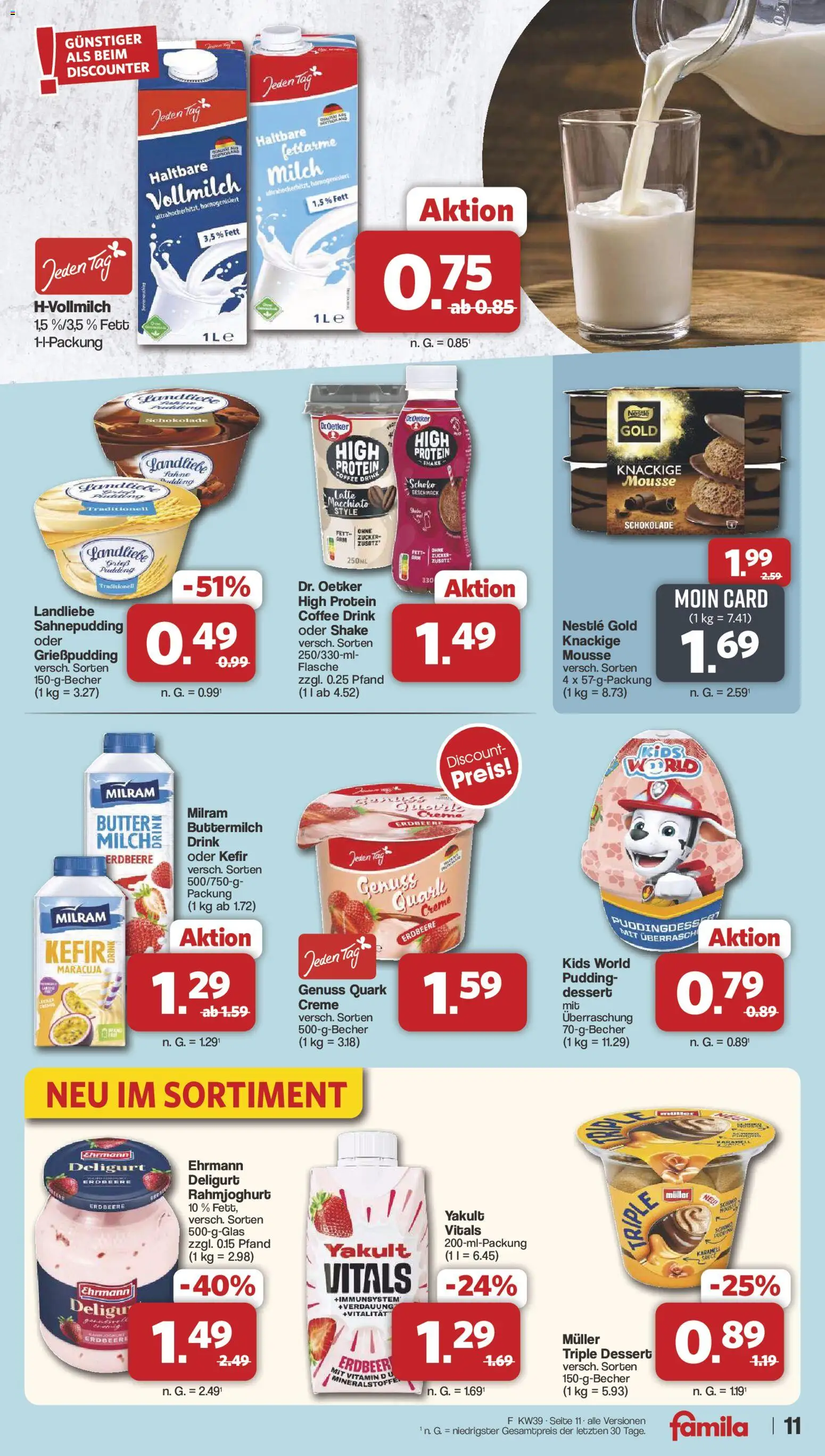 Famila Nordwest Prospekt – gültig ab 21.09.2026 | Seite: 11 | Produkte: Buttermilch, Quark, Schokolade, Creme