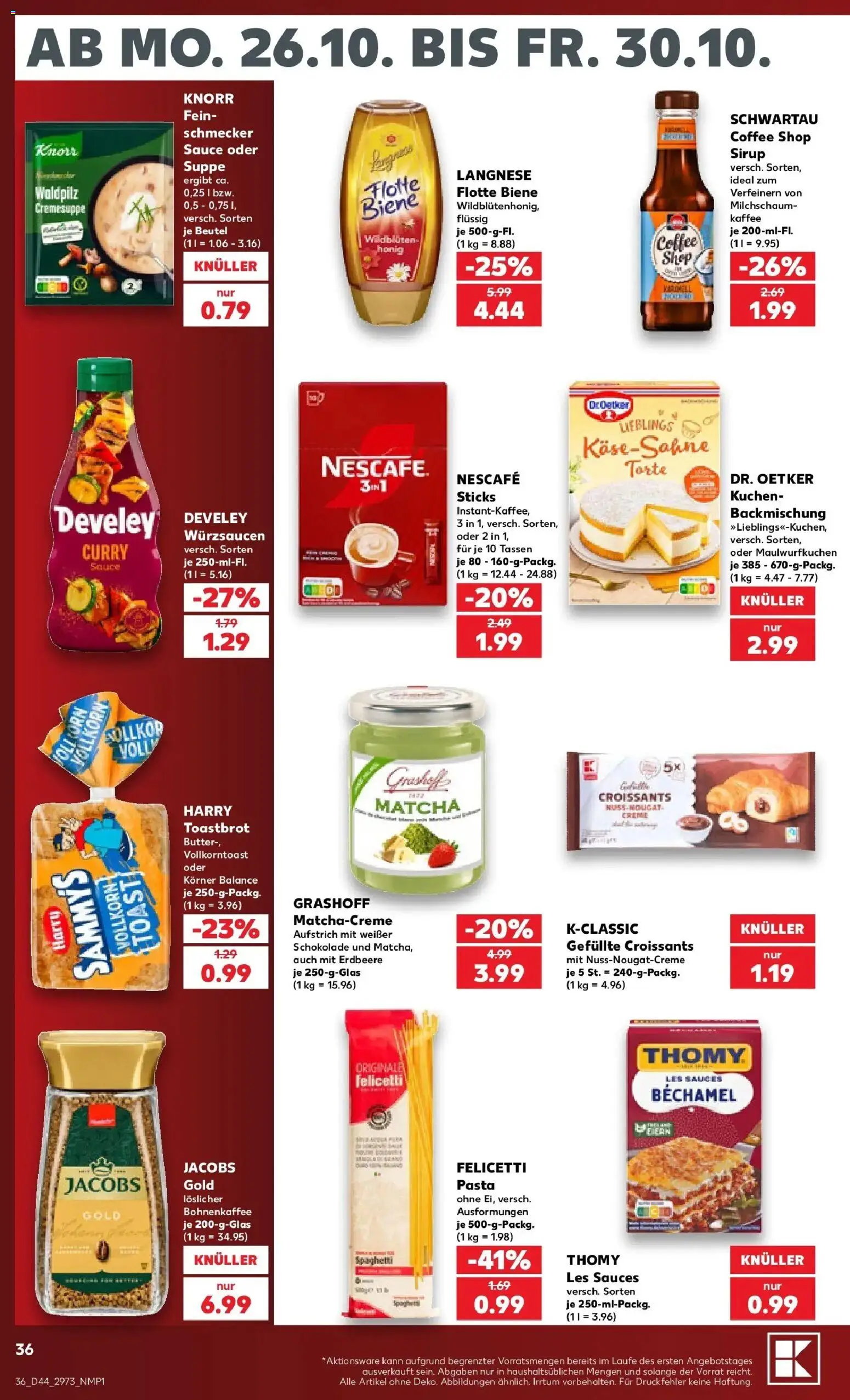 Prospekt Kaufland ab 26.10.2026 » Angebote Online zum Blättern | Seite: 40 | Produkte: Langnese, Schokolade, Pasta, Kuchen