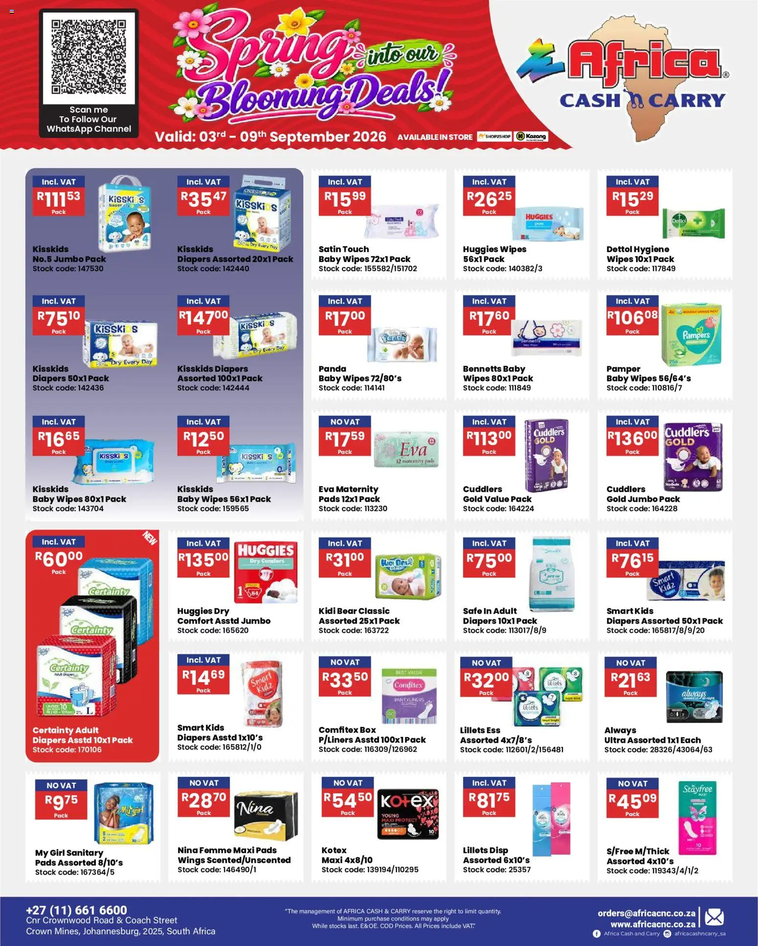 New Africa Cash & Carry catalogue – valid from 03/09/2026 | Page: 13 | Products: Diapers, Box, Pads, Stock