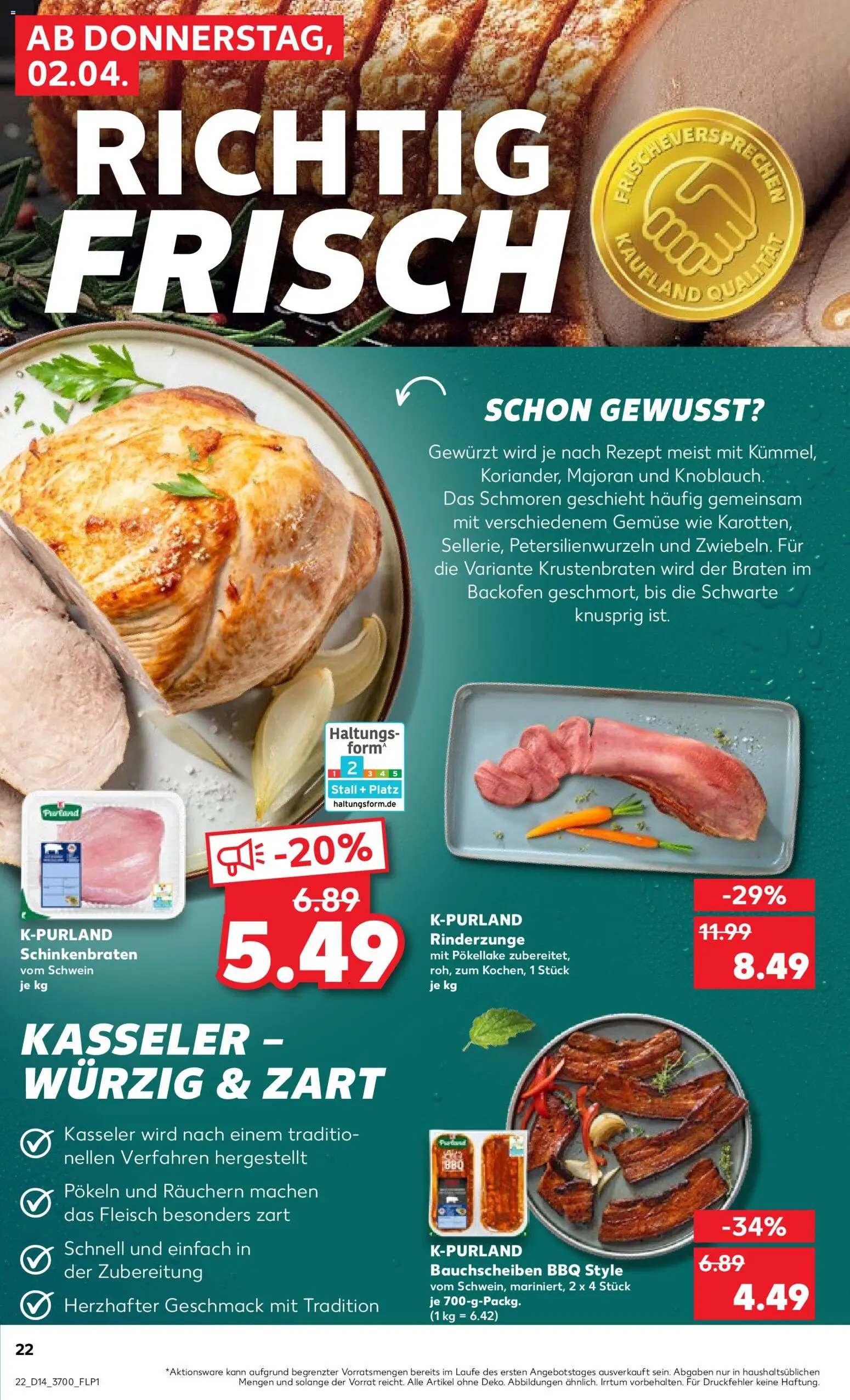 Kaufland Prospekt Rostock	 – gültig ab 02.04.2026 | Seite: 22 | Produkte: Krustenbraten, Gemüse, Backofen, Fleisch
