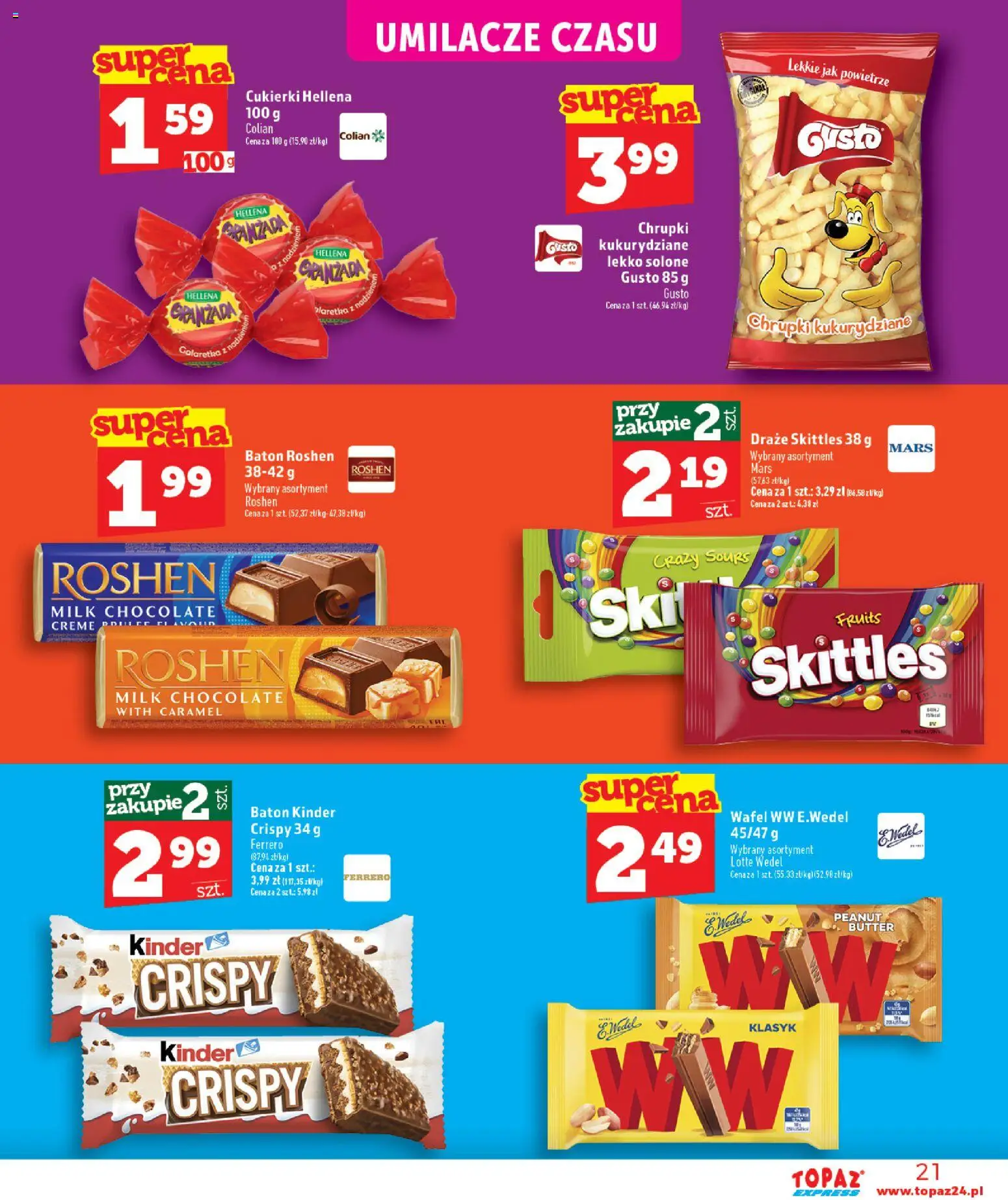 Topaz gazetka - Express od 18.06.2026 | Strona: 21 | Produkty: Chrupki, Baton, Cukierki