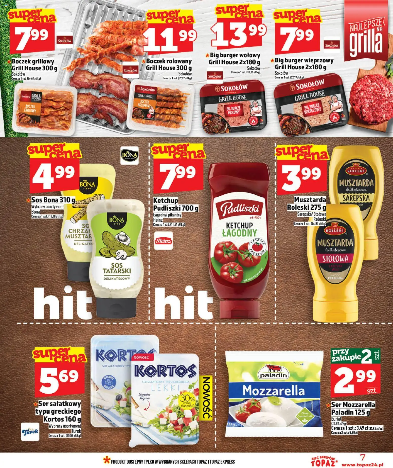 Topaz gazetka od 14.05.2026 | Strona: 7 | Produkty: Burger wołowy, Ketchup pudliszki, Ser, Sos