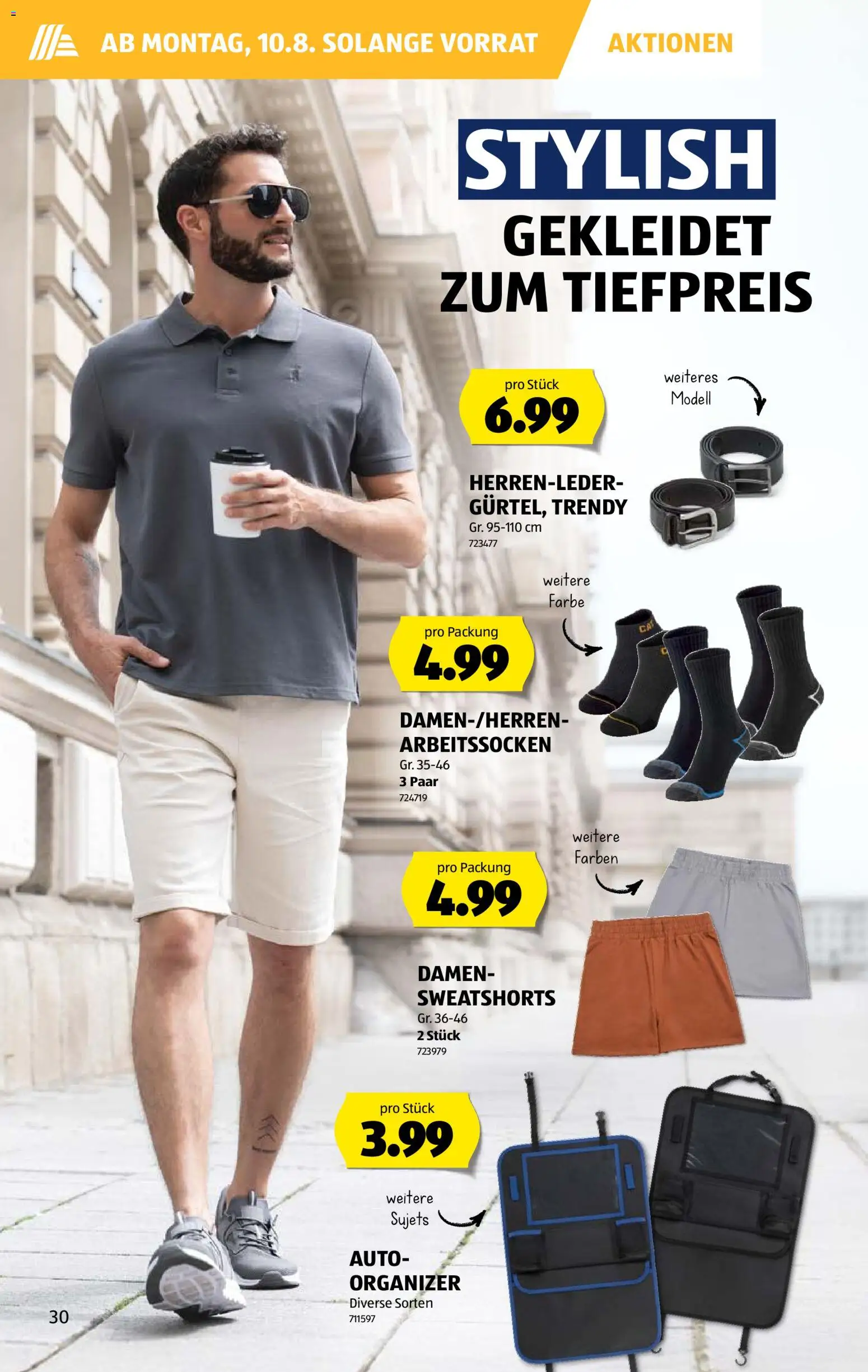 Aldi aktionen – gültig ab 06.08.2026 | Seite: 30 | Produkte: Sweatshorts, Gürtel
