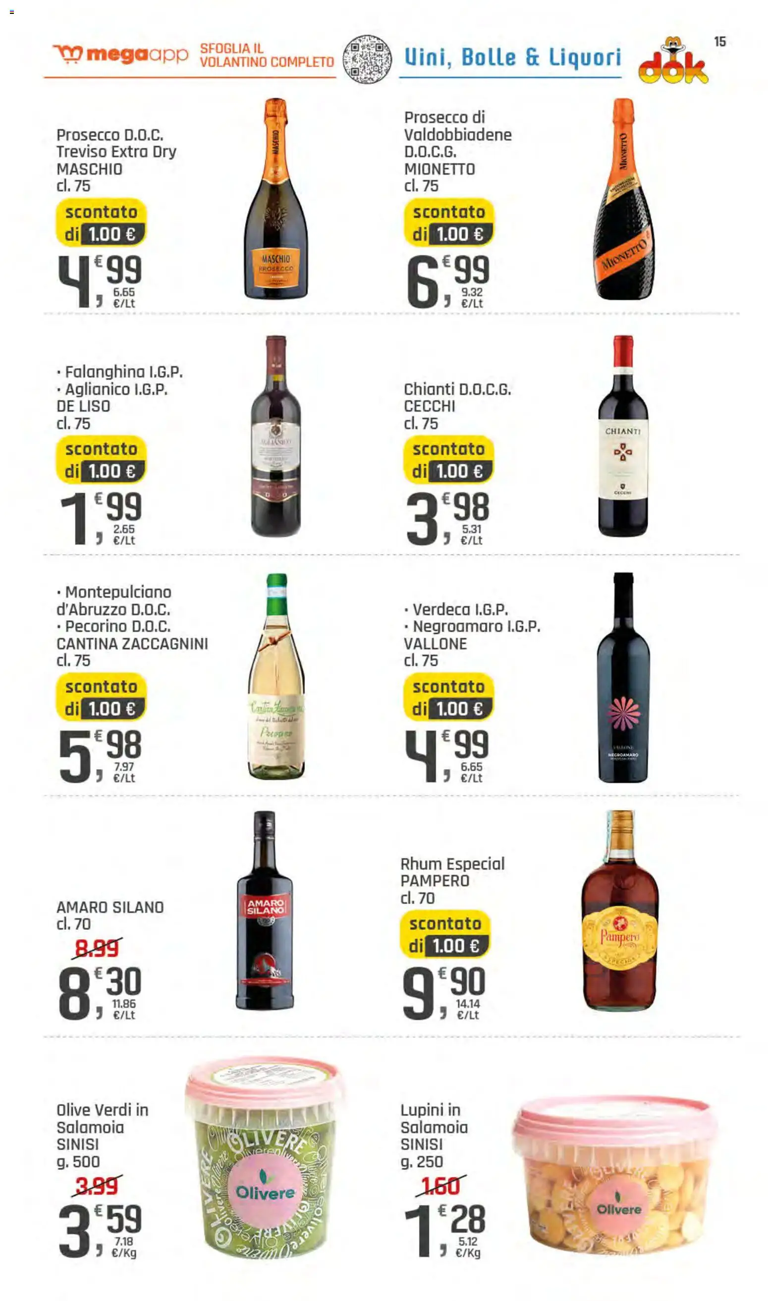 Volantino DOK del 11.06.2026 | Pagina: 15 | Prodotti: Lupini, Prosecco, Olive, Pecorino